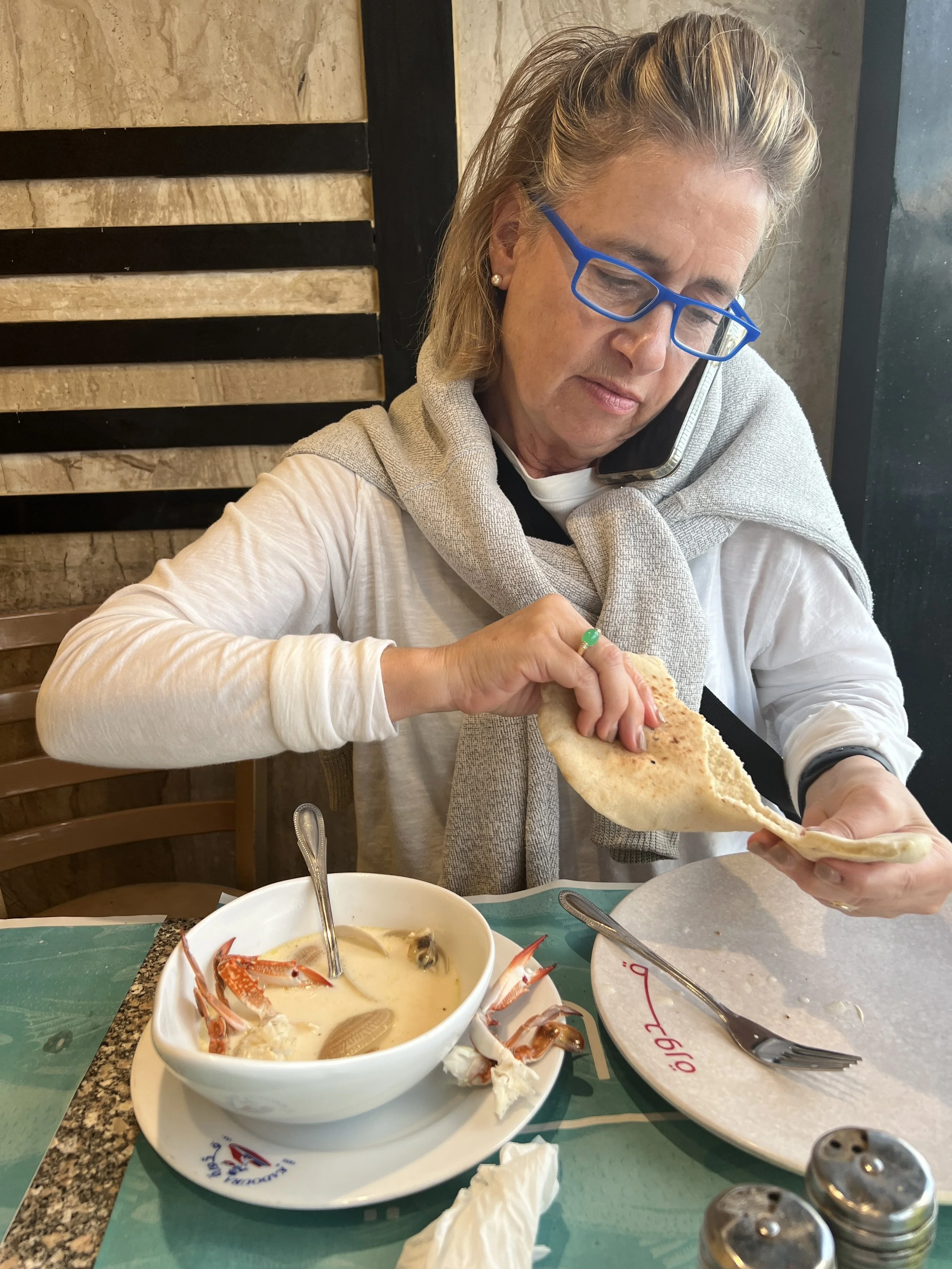 Cyndy dining at Kadoura
