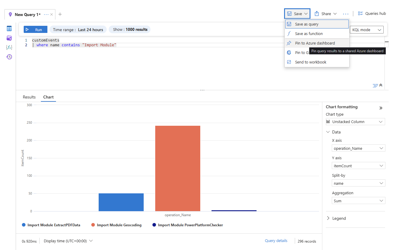 Making a barchart in Application Insights