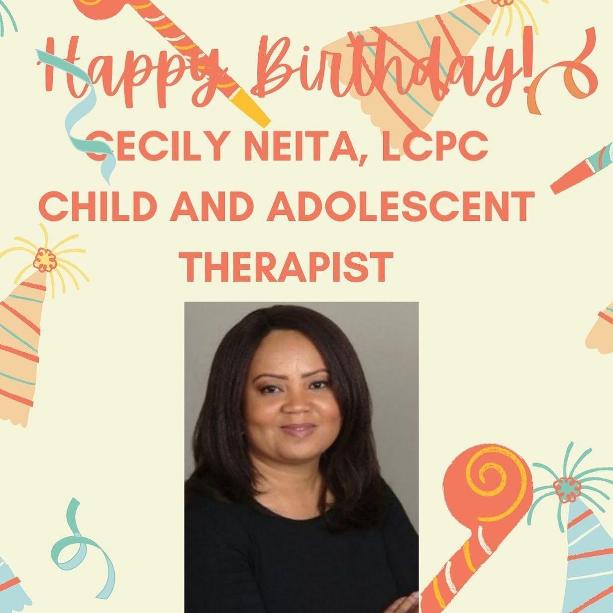 Wishing a very Happy Birthday to our Child &amp; Adolescent Therapist, Cecily Neita @cmneita ! Thank you for your dedication to the clients and communities we serve! May you reap blessings in abundance! 

#HappyBirthday 
#BirthdayBlessings #BlackTher