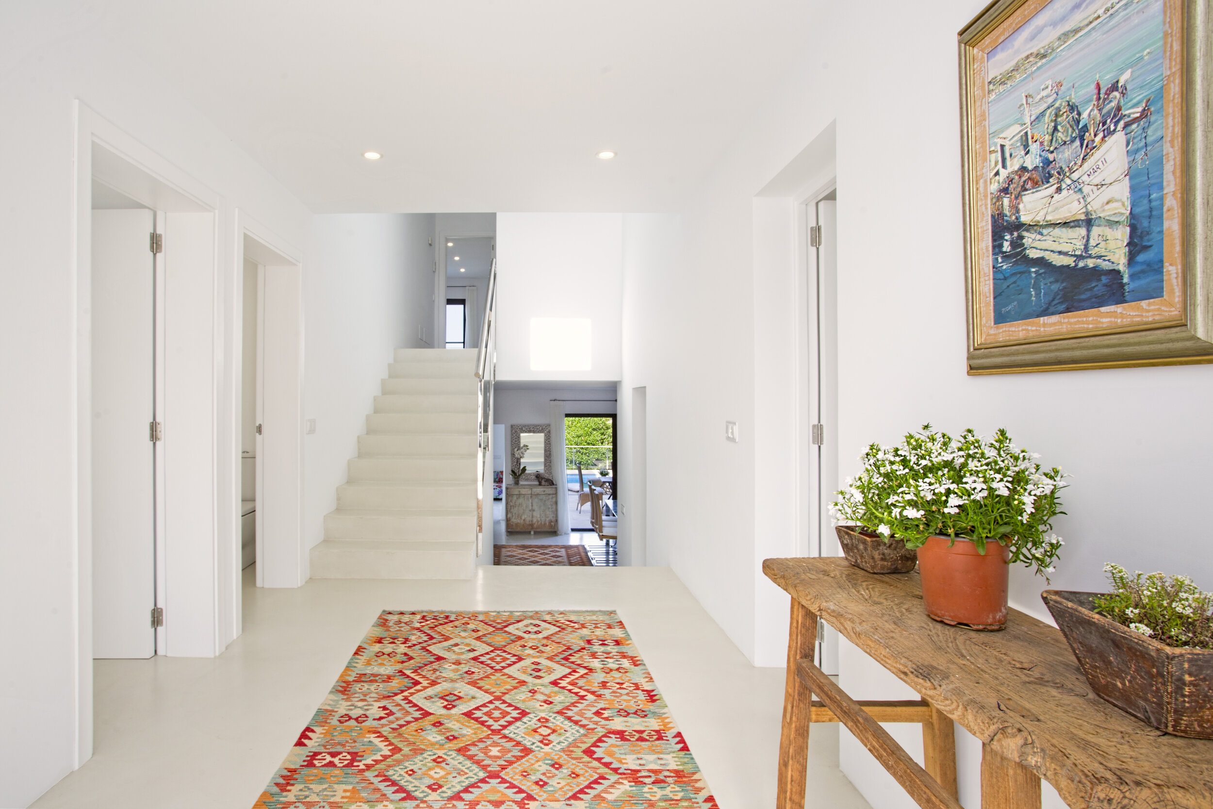 Entrance hall with through views to the garden.