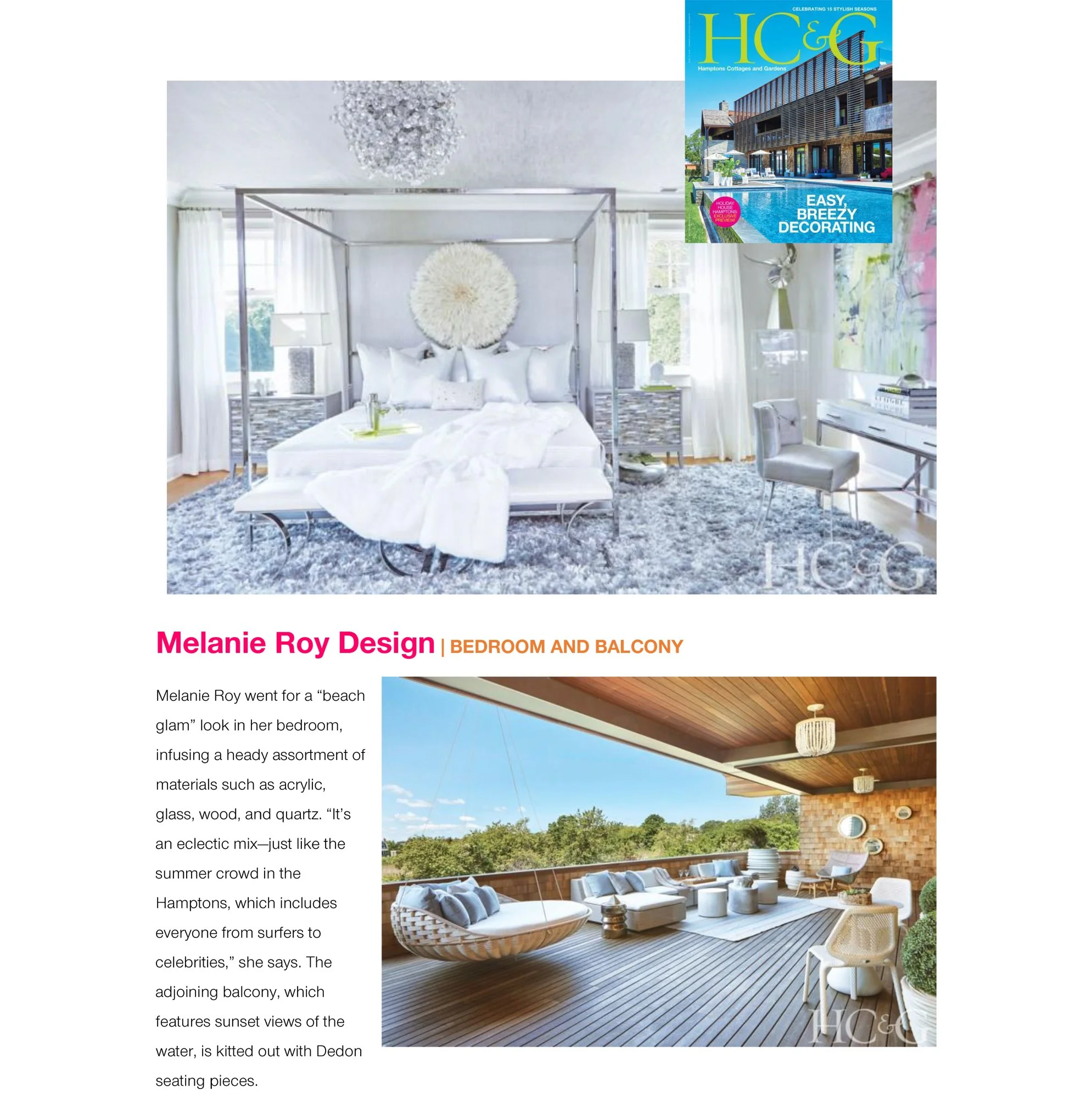 PRESS HC&G Hamptons Beach Glam Bedroom Suite with Balcony by Melanie ...