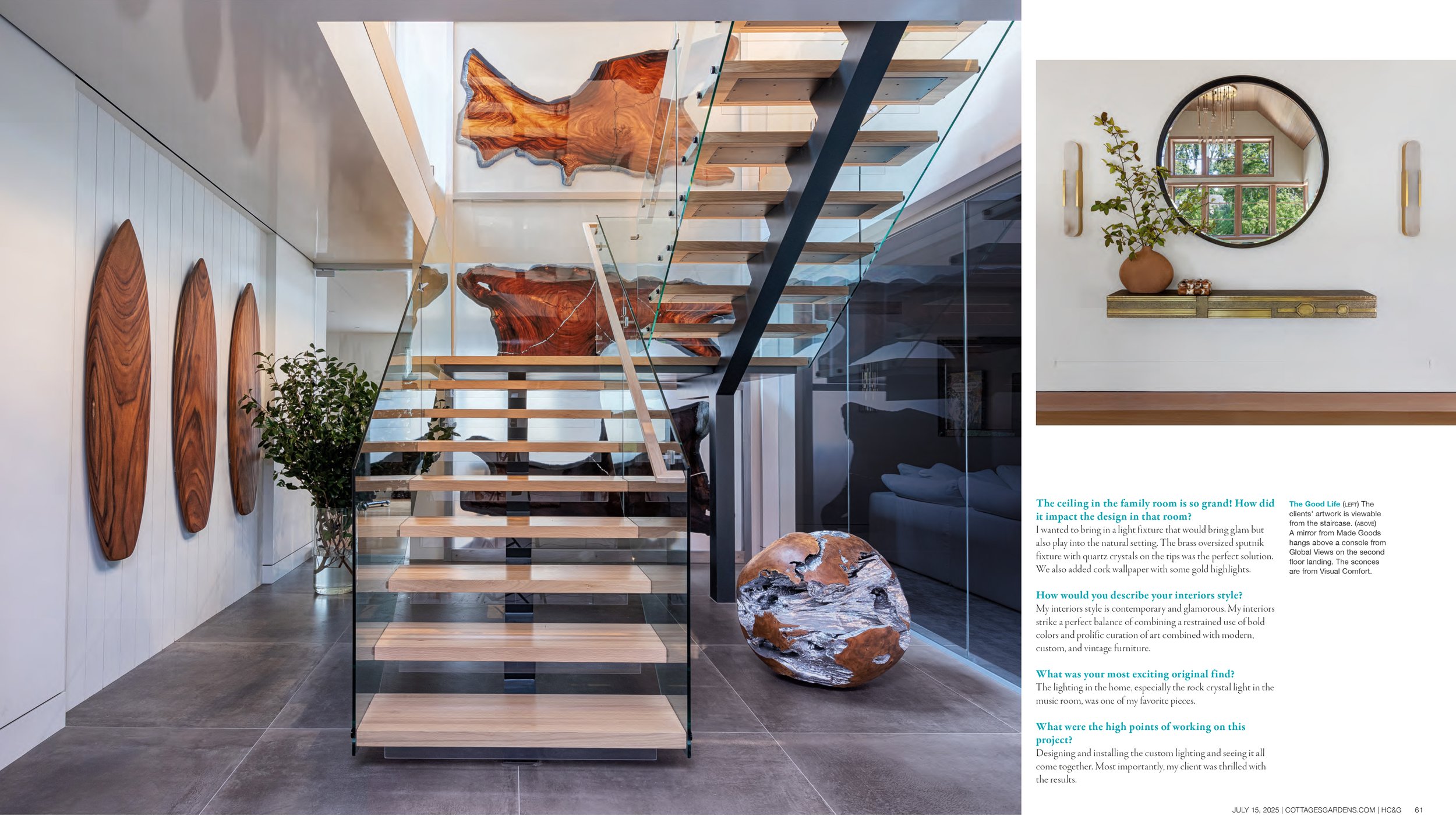 HC&G "VIEWING PLEASURE" - A CONTEMPORARY WATERFRONT SAG HARBOR HOME BY INTERIOR DESIGNER MELANIE ROY OFFERS SWEEPING VIEWS AND AN ORGANIC SELECTION OF ARTWORK WITH A NATURAL PALETTE.