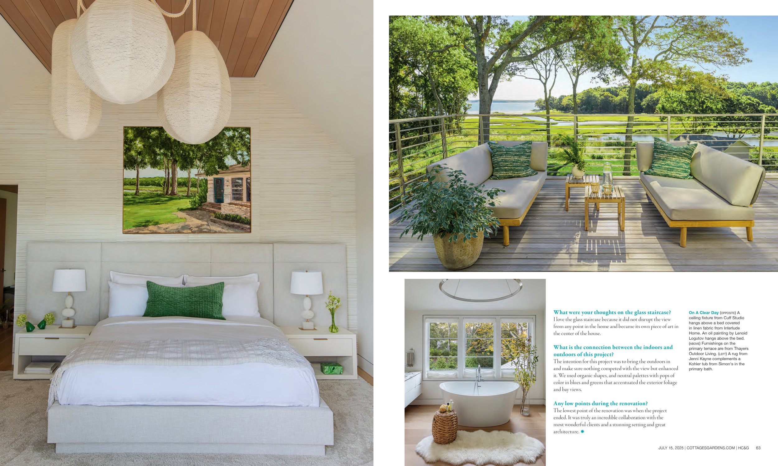 HC&G "VIEWING PLEASURE" - A CONTEMPORARY WATERFRONT SAG HARBOR HOME BY INTERIOR DESIGNER MELANIE ROY OFFERS SWEEPING VIEWS AND AN ORGANIC SELECTION OF ARTWORK WITH A NATURAL PALETTE.