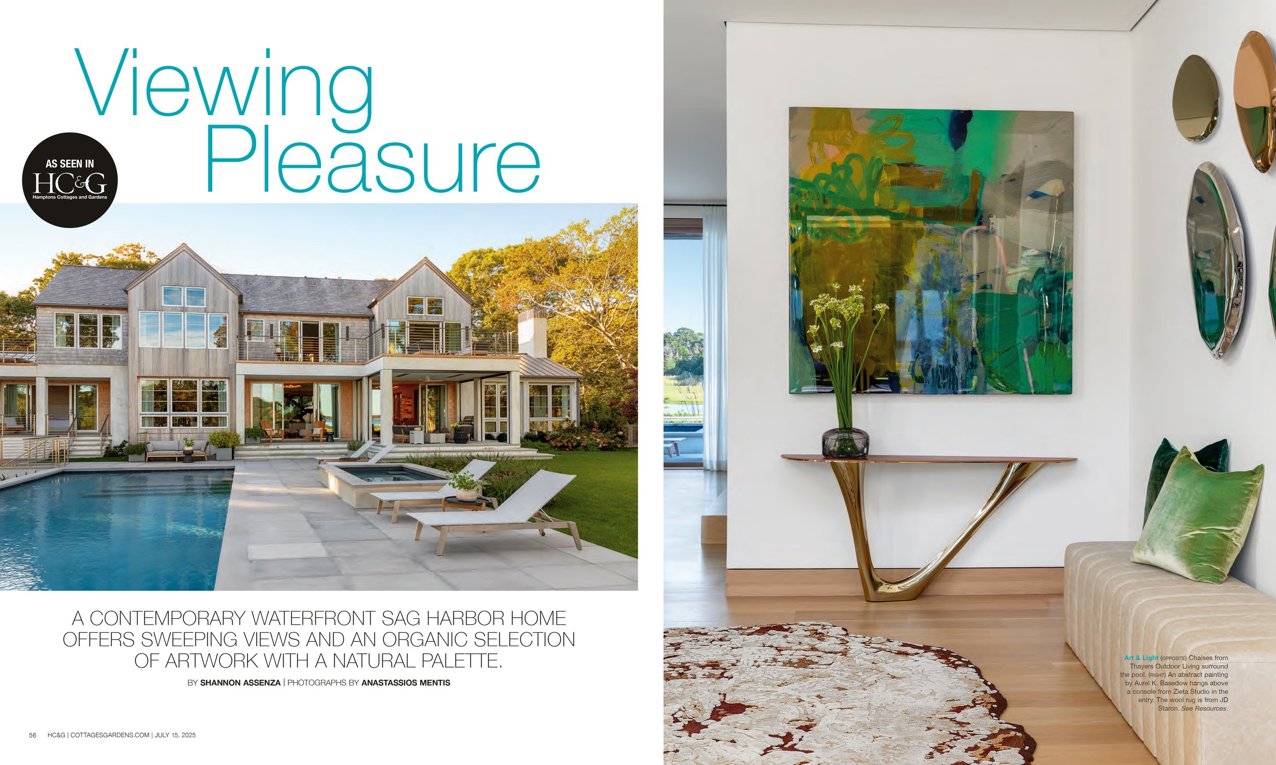 HC&G "VIEWING PLEASURE" - A CONTEMPORARY WATERFRONT SAG HARBOR HOME BY INTERIOR DESIGNER MELANIE ROY OFFERS SWEEPING VIEWS AND AN ORGANIC SELECTION OF ARTWORK WITH A NATURAL PALETTE.