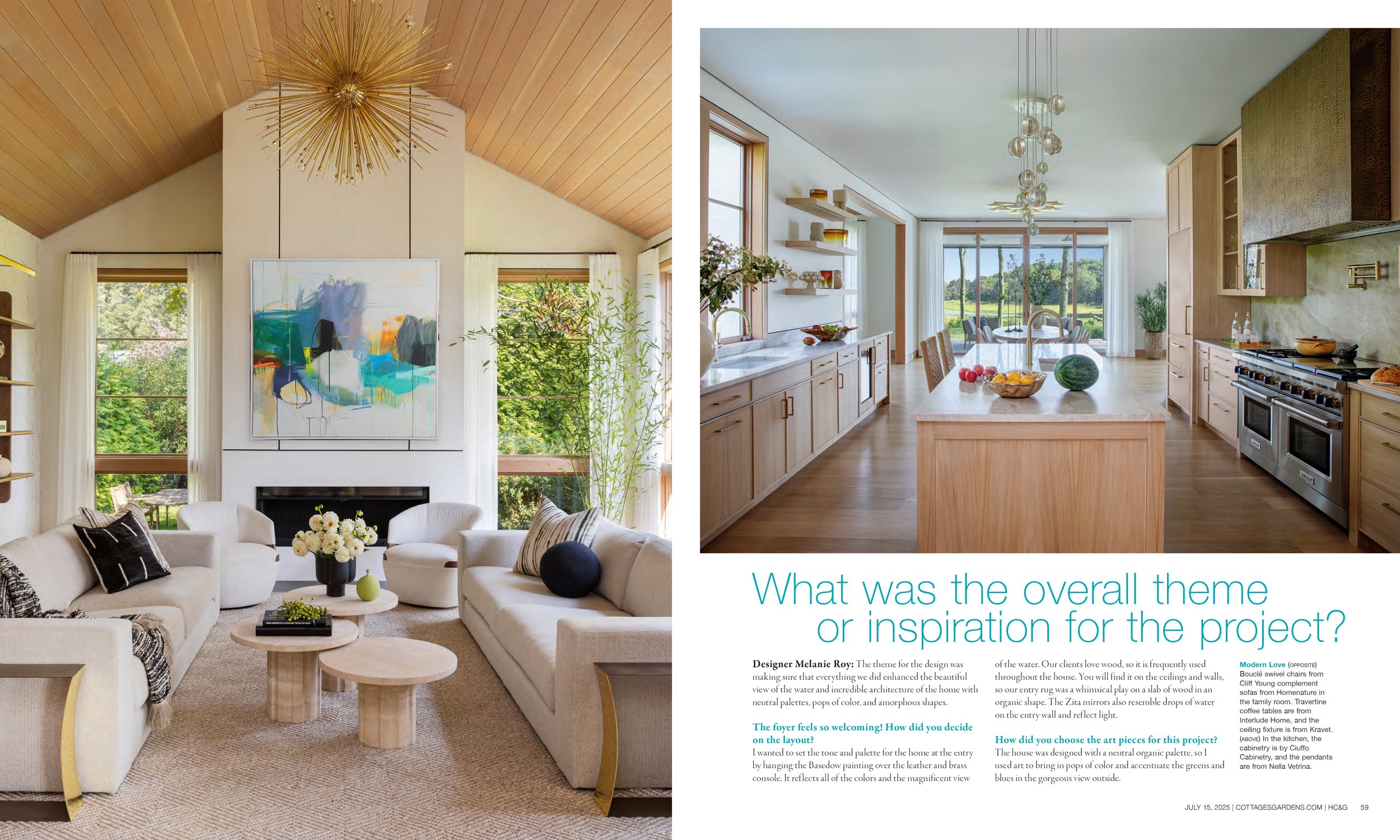 HC&G "VIEWING PLEASURE" - A CONTEMPORARY WATERFRONT SAG HARBOR HOME BY INTERIOR DESIGNER MELANIE ROY OFFERS SWEEPING VIEWS AND AN ORGANIC SELECTION OF ARTWORK WITH A NATURAL PALETTE.