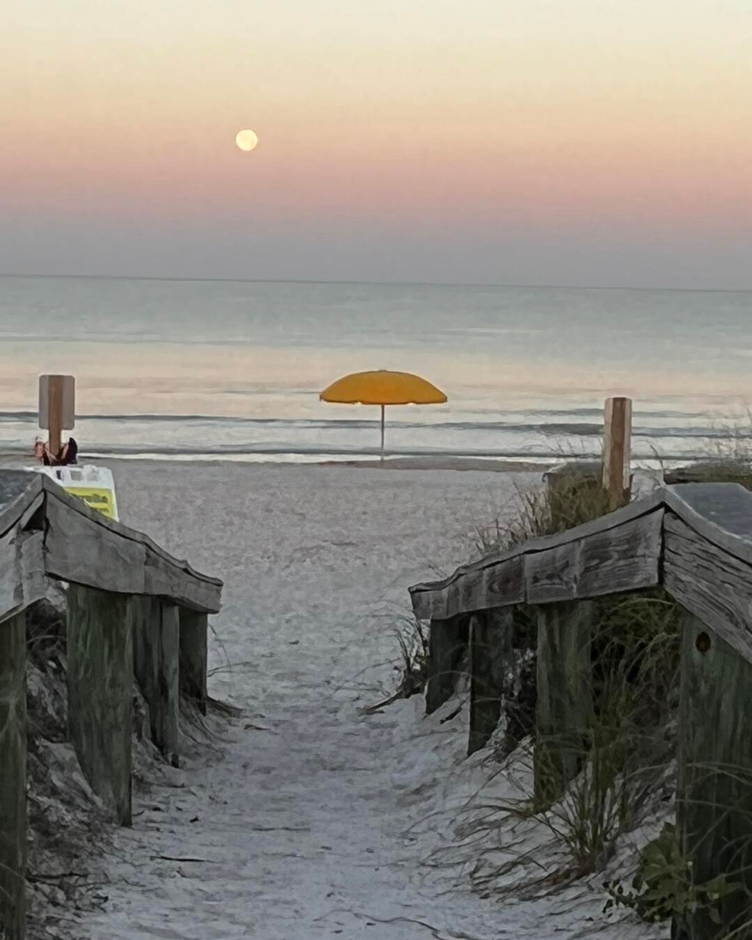 Morning moon setting. The quiet before the crowds roll in. 🏖