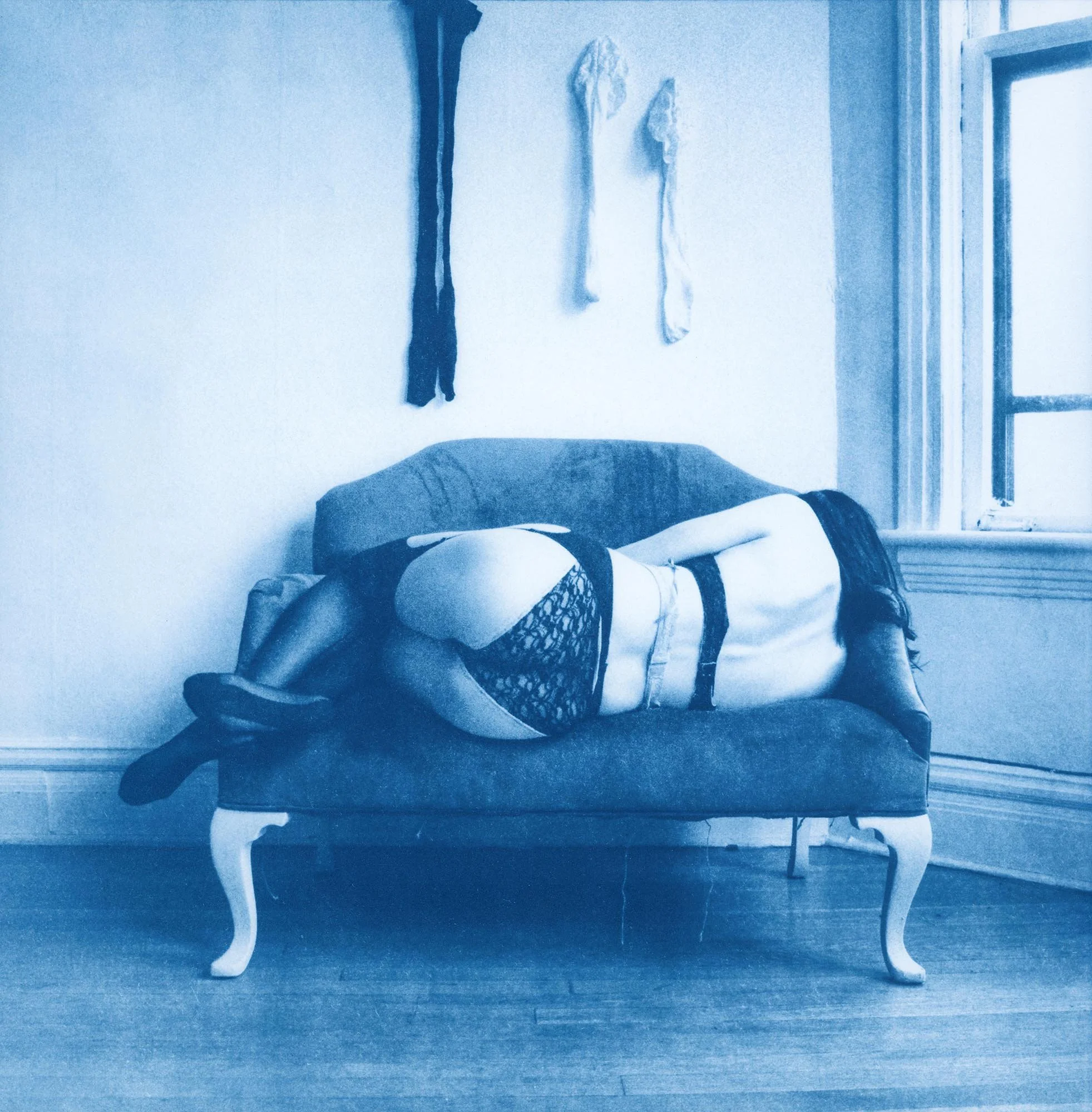 Self Portrait (After Francesca Woodman) (2026) - Cyanotype on Hahnemühle Platinum Rag