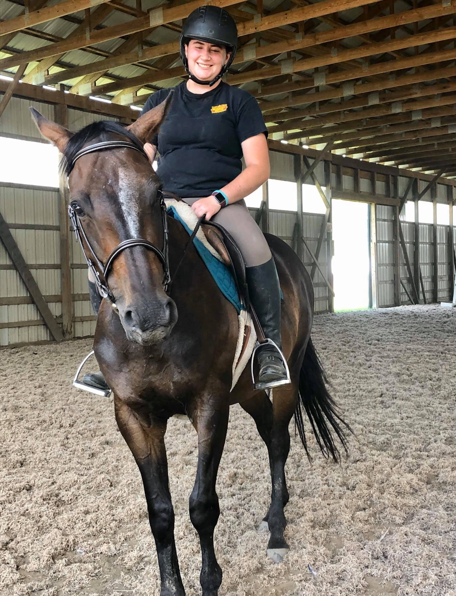  Aidan, continuing training under saddle (Jul 2020). 
