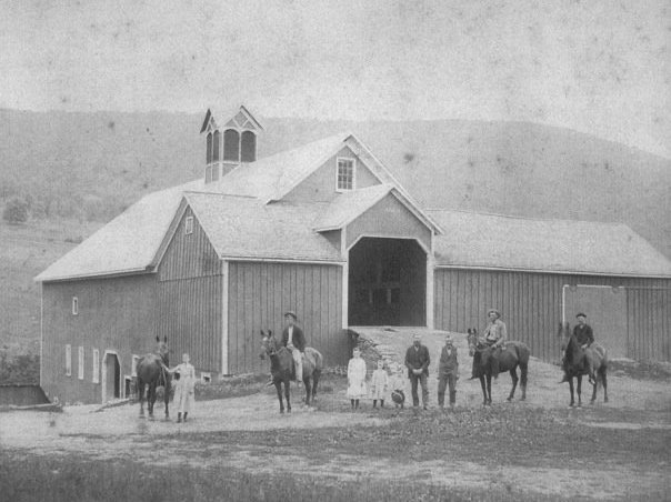  This photo is from 1890, when the barn was re-dedicated as the largest in Delaware County at the time. Hugh Rose and his family are in the photo, as well as the original horses of the farm. The littlest boy is Ralph, who went on to raise his family 