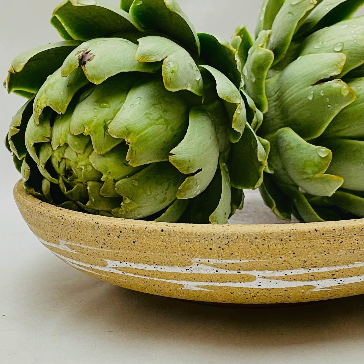 Our first artichokes of the season.
Sometimes we don&rsquo;t harvest them, and just let them bloom. The flowers are deep pink and beautiful too!