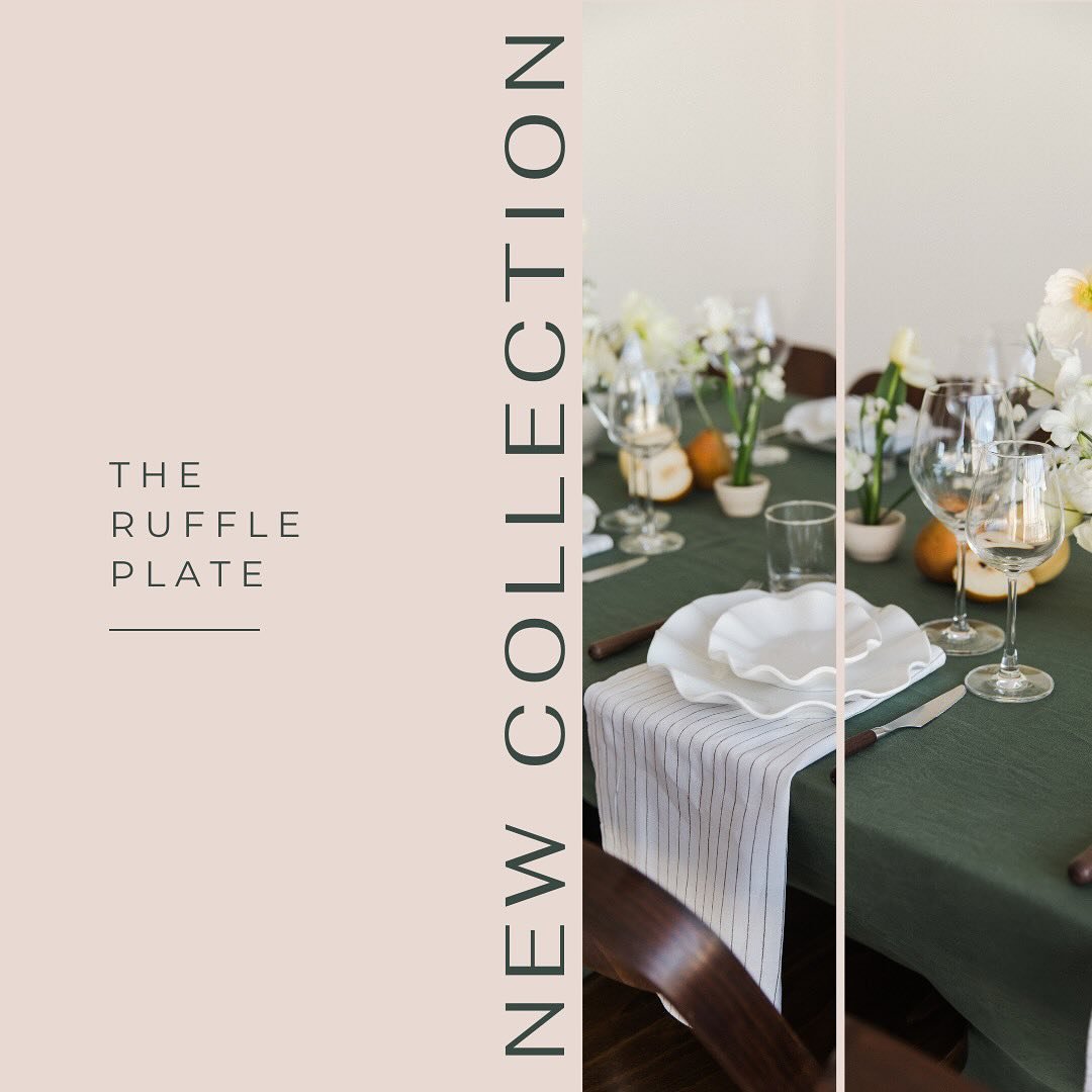 T H E  R U F F L E  P L A T E ~  as voted by you, the Ruffle plate has now been added to our hire range. With its beautiful edging, it makes a gorgeous statement serving piece. Pair it with the side/entree plate for double the ruffle! 

*arriving mid