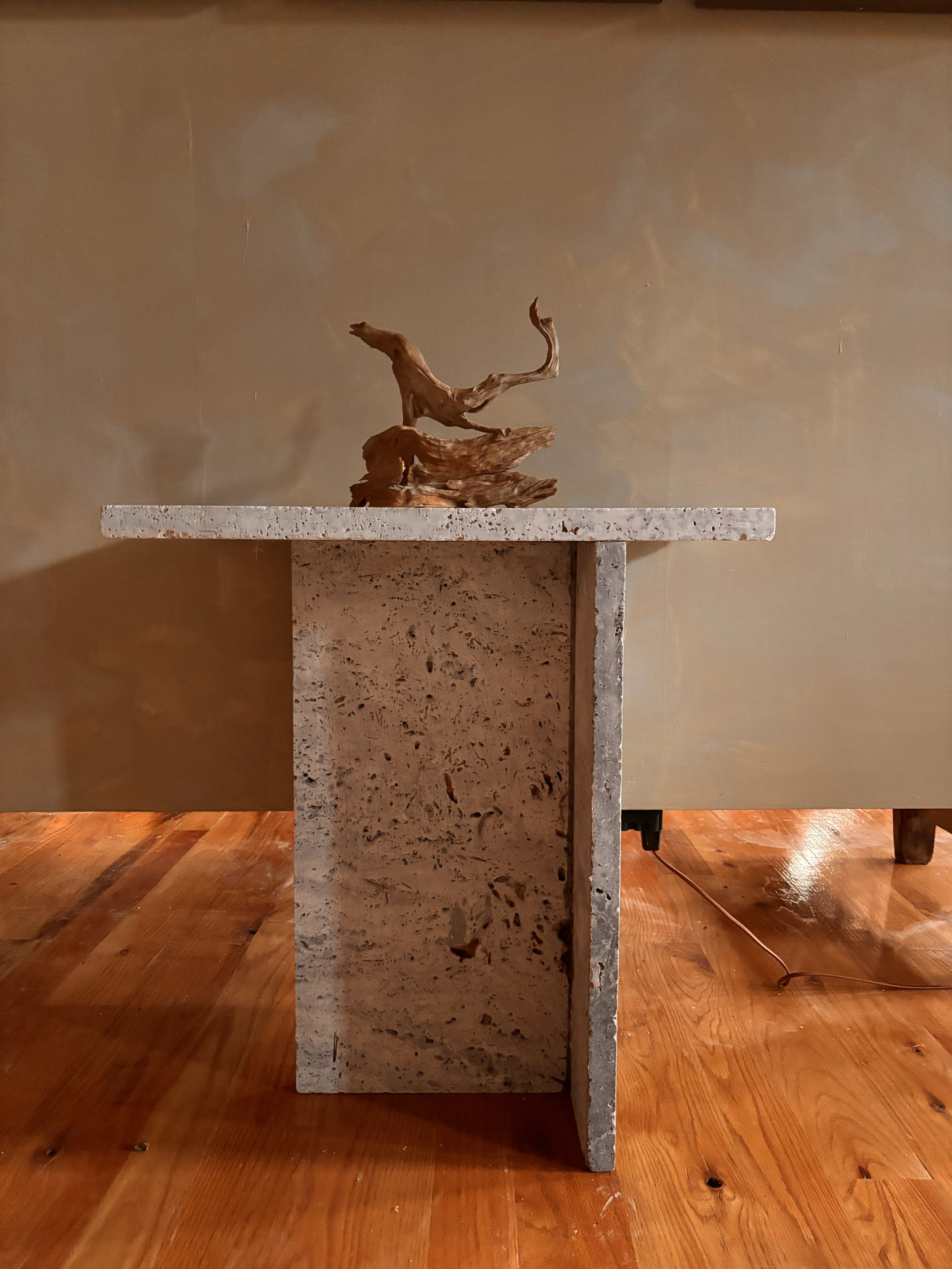 Travertine Side Table (Gray)