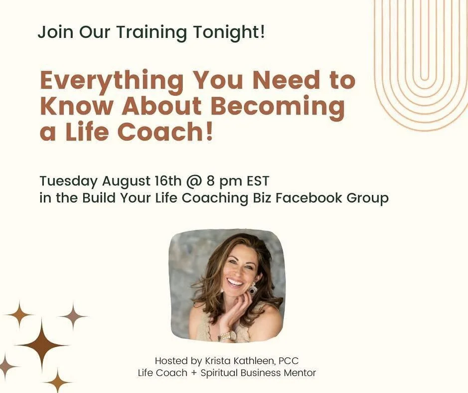 If you're thinking about becoming a life coach then this is the training for you!!! 

Join us in the FB group @ 8 pm EST so I can answer all your burning questions. 

I'll go over topics like: 

The history of where life coaching came from. 

What is