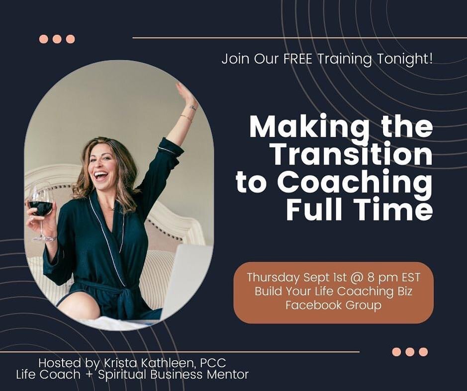 Who here wants to learn how to transition from doing coaching part time to full time??? 🙋🏻 🙋🏻 🙋🏻

I've gotten a couple of requests from coaches in our audience to create a training around this so tonight at 8 pm EST I'm going to go live in the 