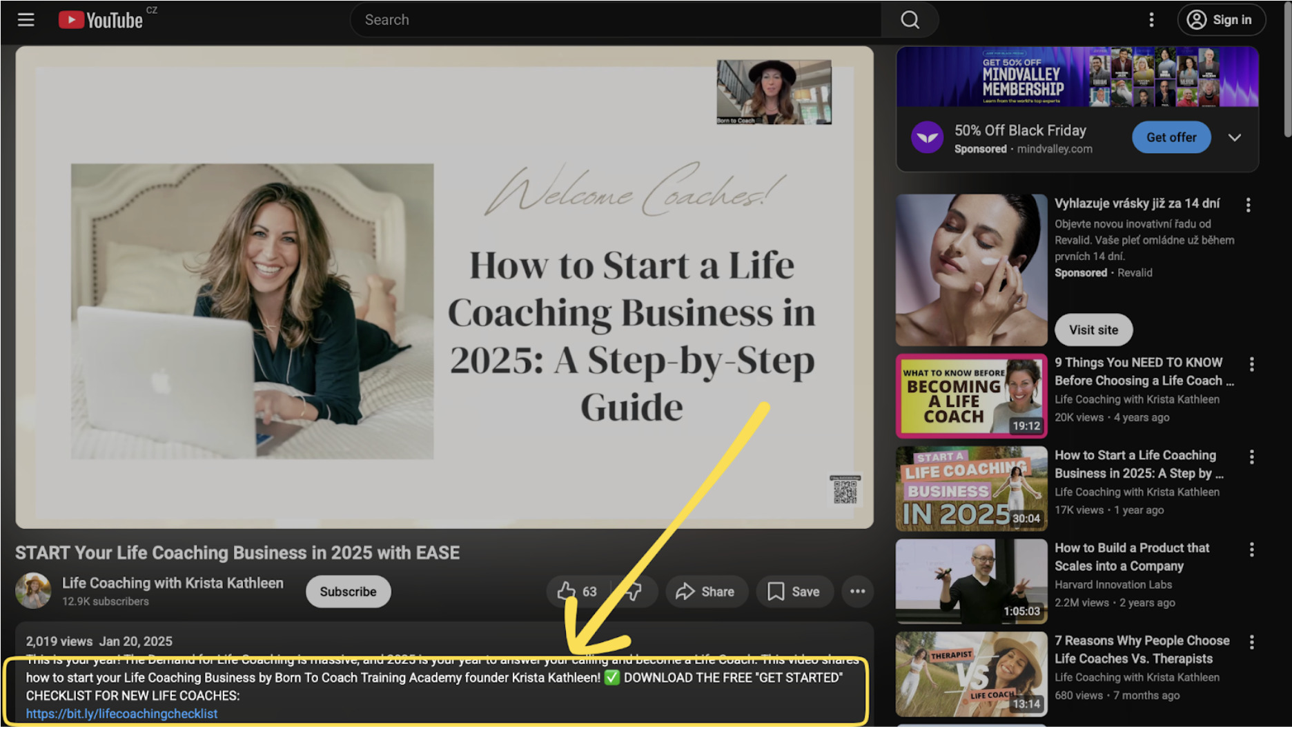 Call to action at the end of a YouTube video