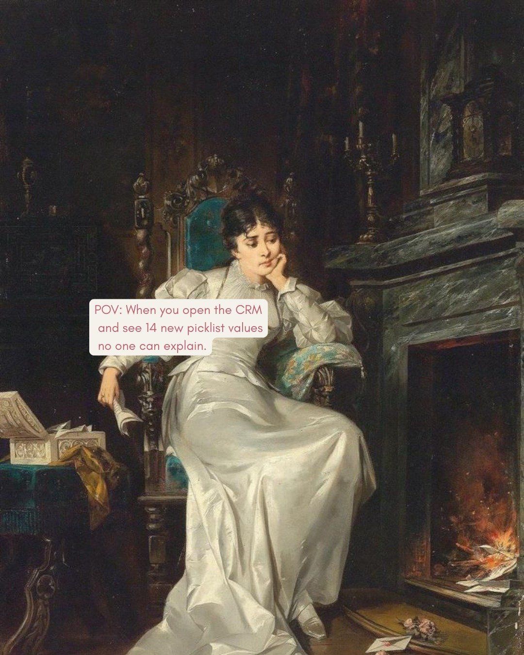 We ask one question and suddenly everyone is quiet.

#marketingops #revops #crm #b2bmemes #corporatechaos #victorianmeme #operations  #b2b