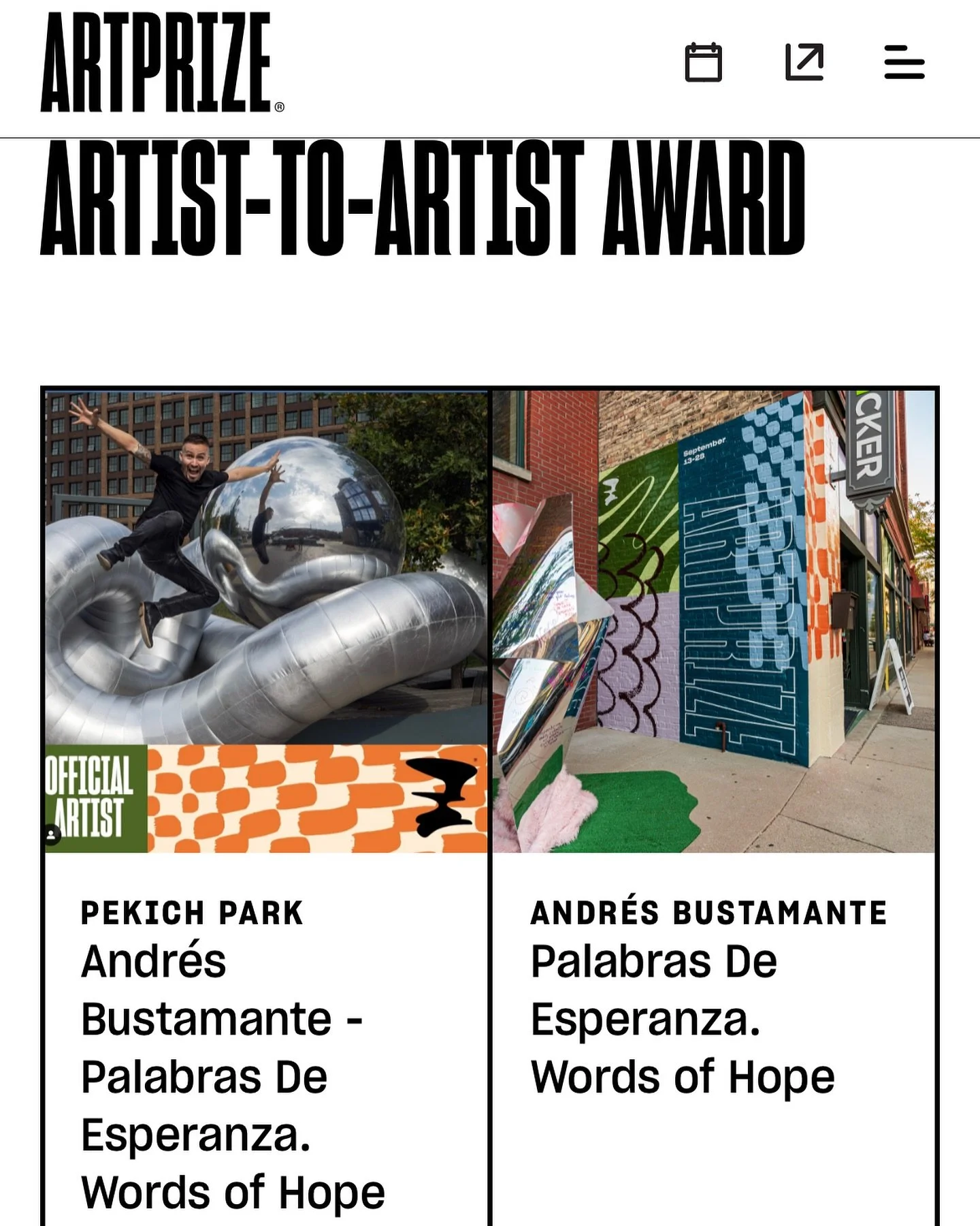 Gracias @artprize community 💕🥹🎨
It&rsquo;s been a true honor being included at ArtPrize and being awarded the &ldquo;Artist To Artist&rdquo; award 🙏
I&rsquo;ve met some of the kindest and most supportive people in Grand Rapids, Michigan and you&r