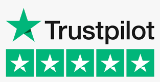 Trustpilot logo with green star and five green rating stars.