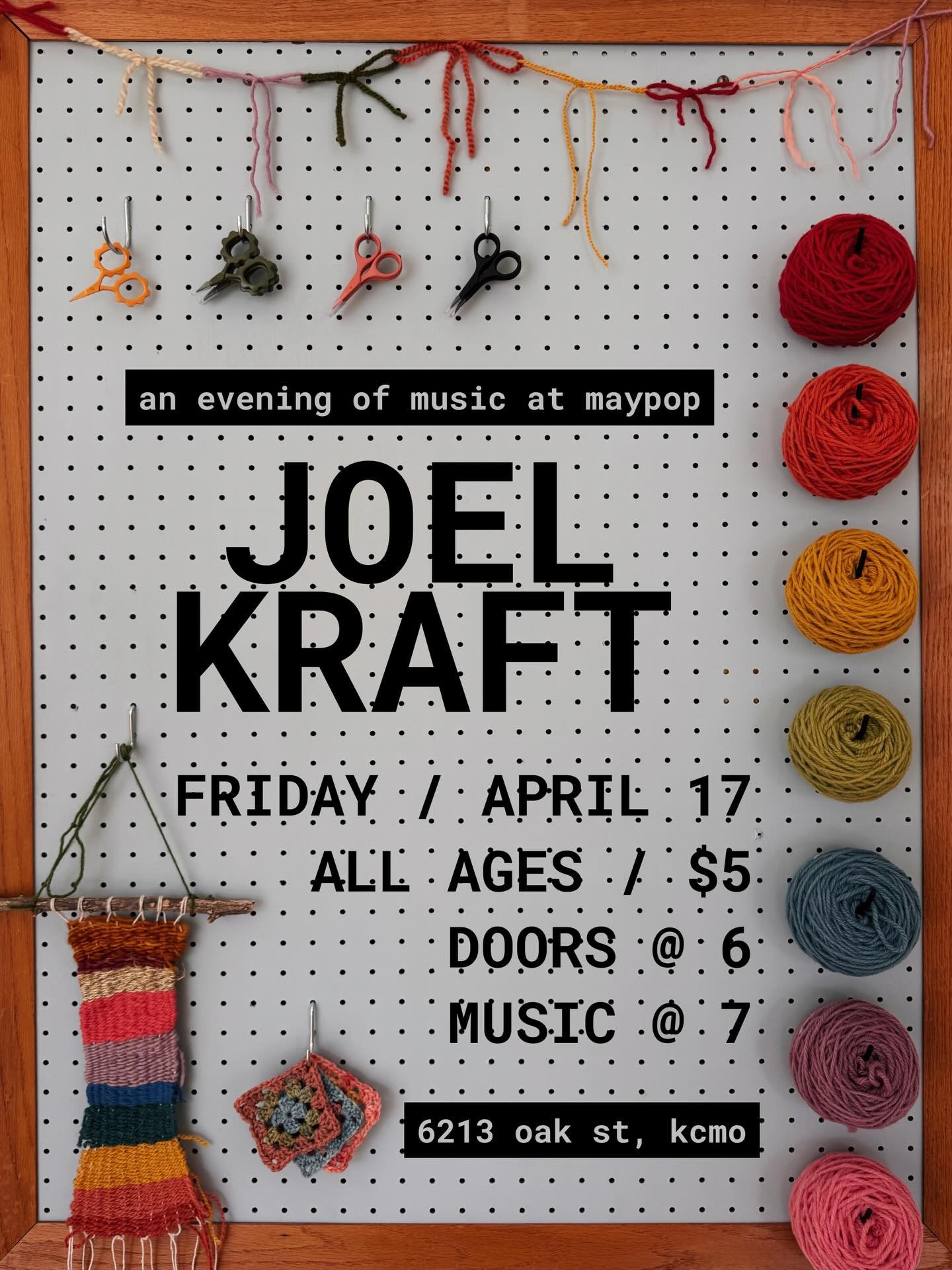 hosting something new at the studio ✴︎ join us next friday for an evening of music with joel kraft (should we call it Maypop Kraft Studio for the night??)

doors at 6 ✴︎ music at 7

$5 at the door

all ages, all welcome <3