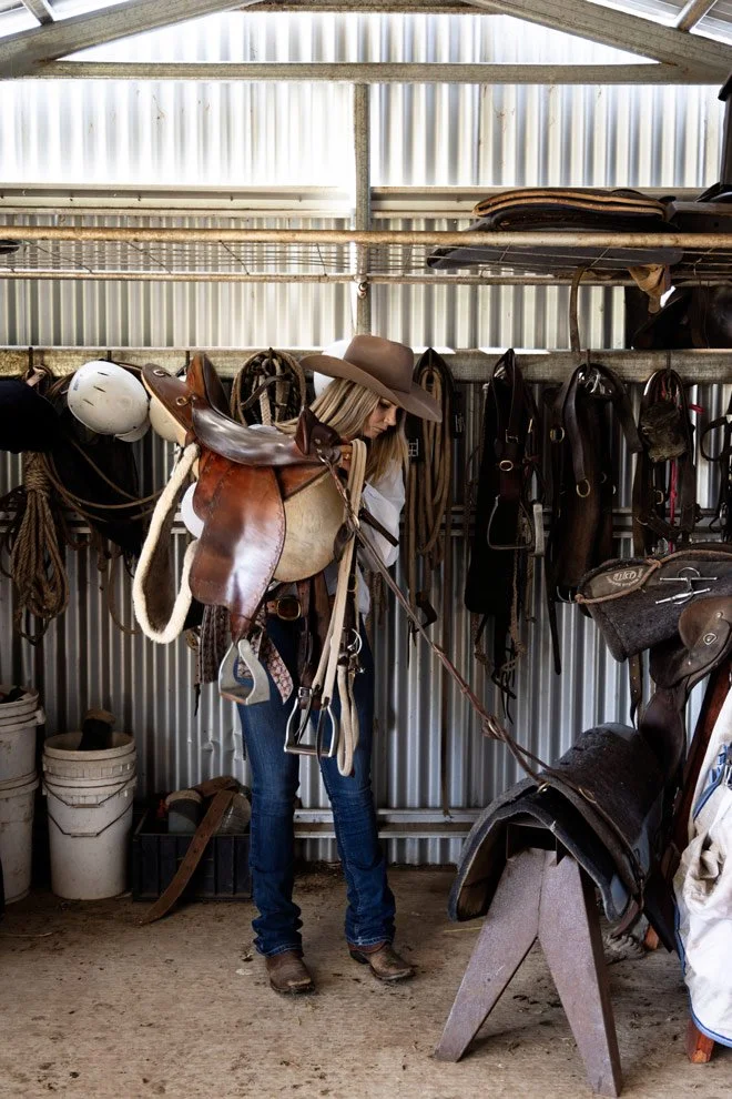 Personal brand photography, saddle and tack shed at Reins to Resilience equine resilience program, Candelo Bega Valley NSW