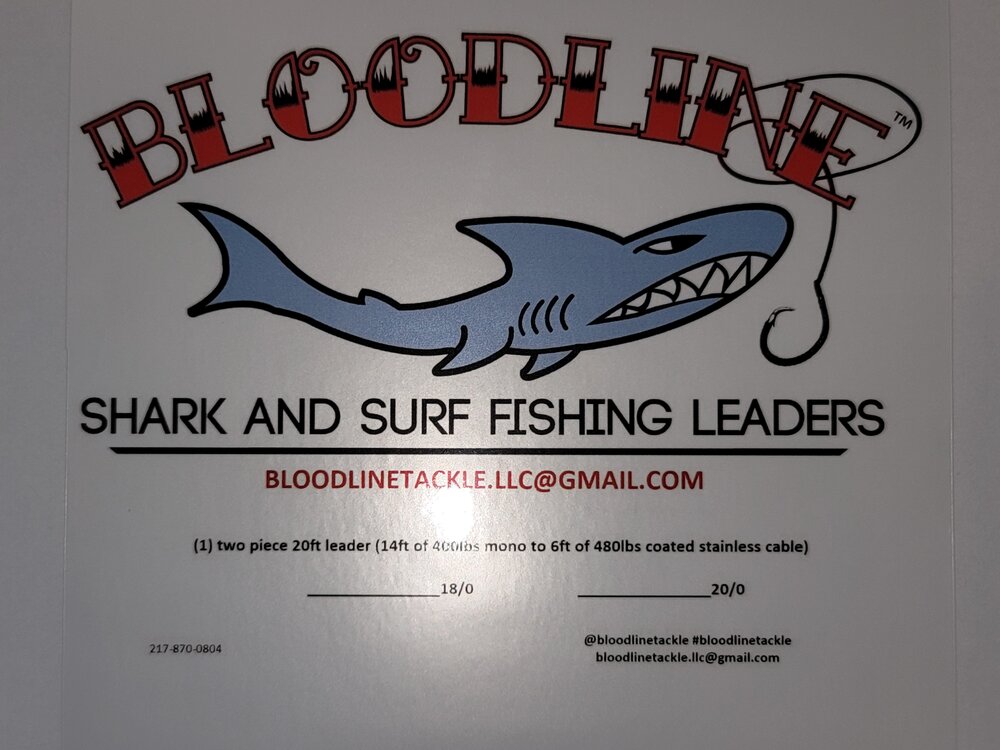 20ft 400/480lbs deployment/drone shark fishing leader with non stainless,  non offset, 20/0 circle hook — Bloodline Tackle
