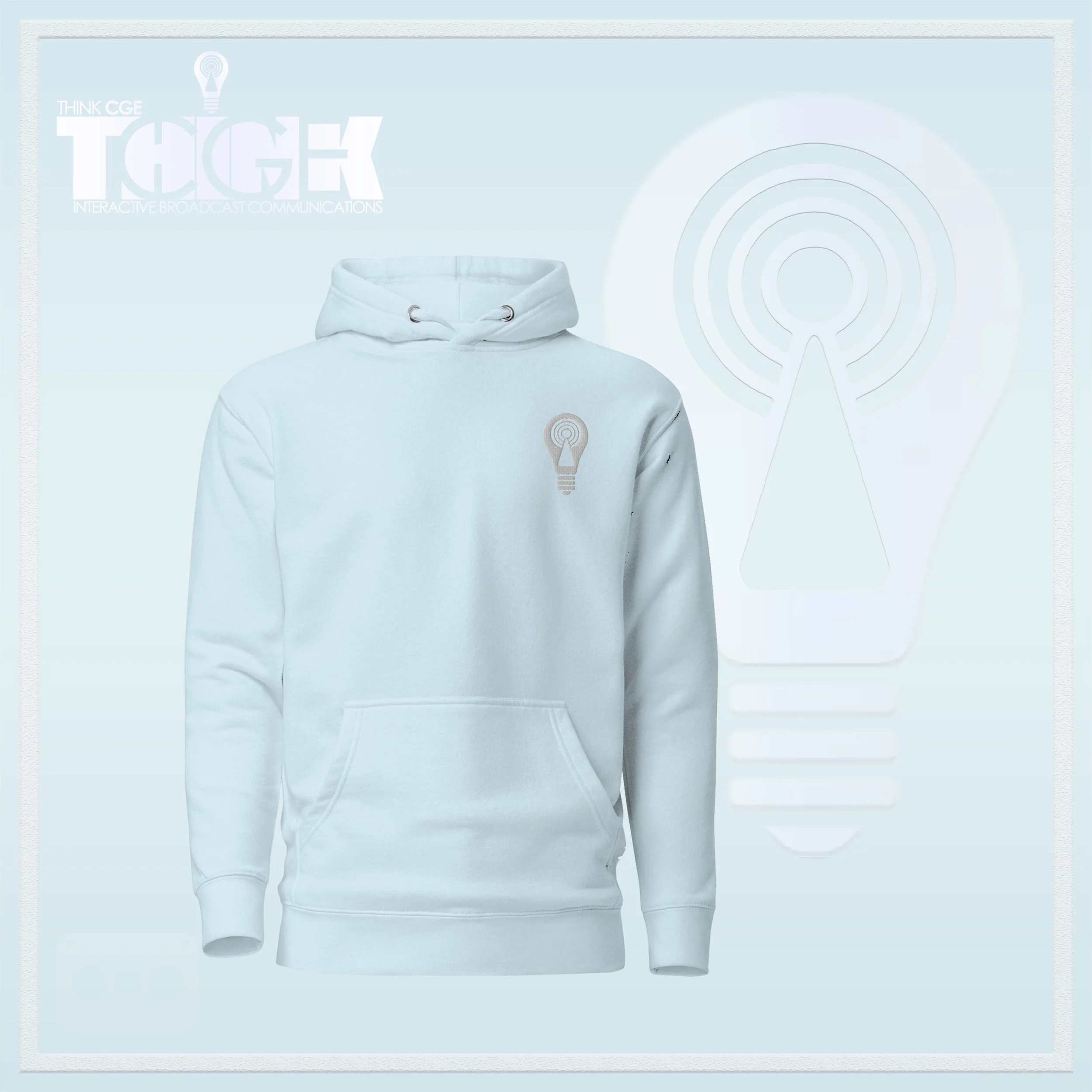 THINKCGE official ad sky-blue Hoodie White Bulb.jpg
