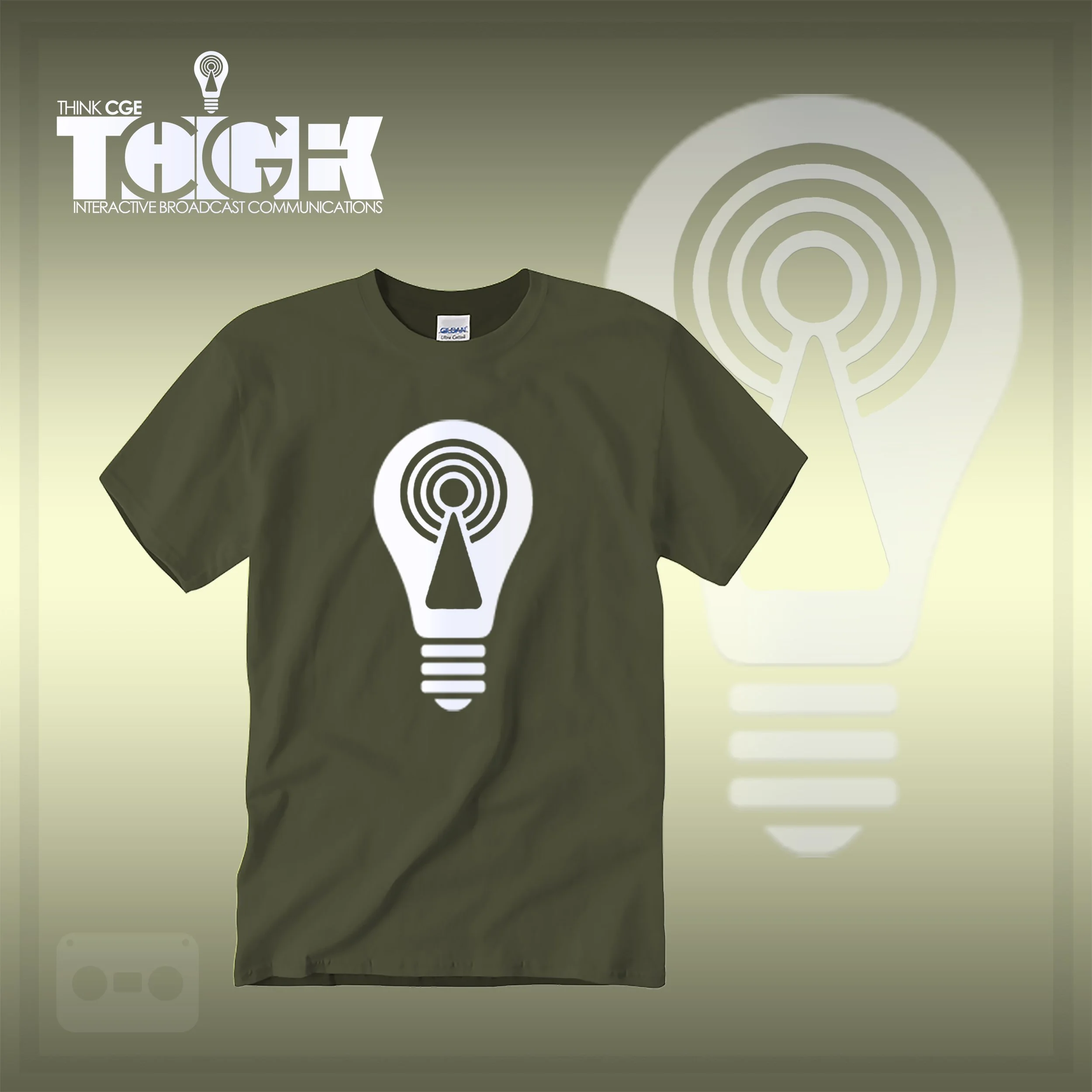 THINKCGE tShirt official ad Army Green T White Bulb.jpg