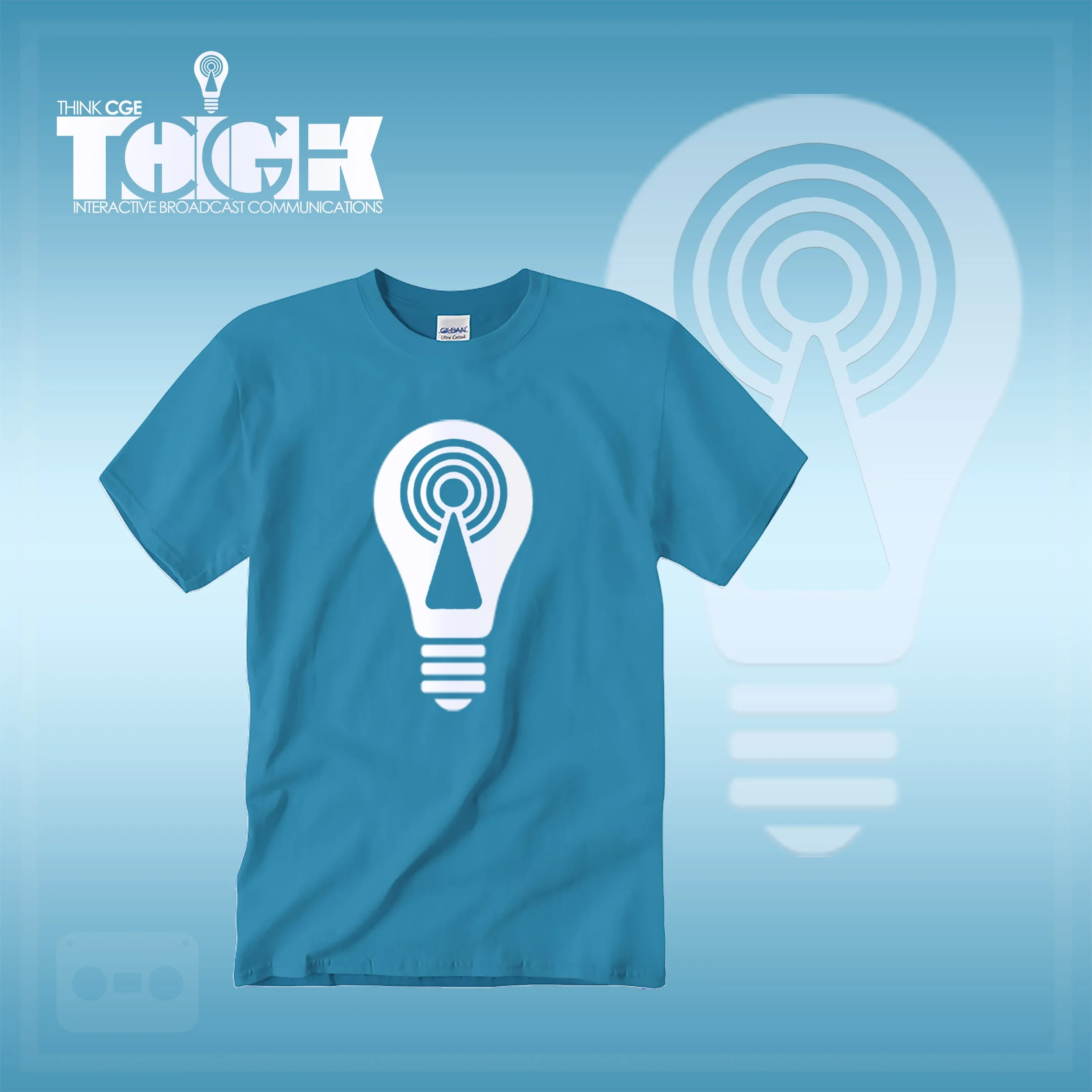 THINKCGE tShirt official ad Teal T White Bulb.jpg