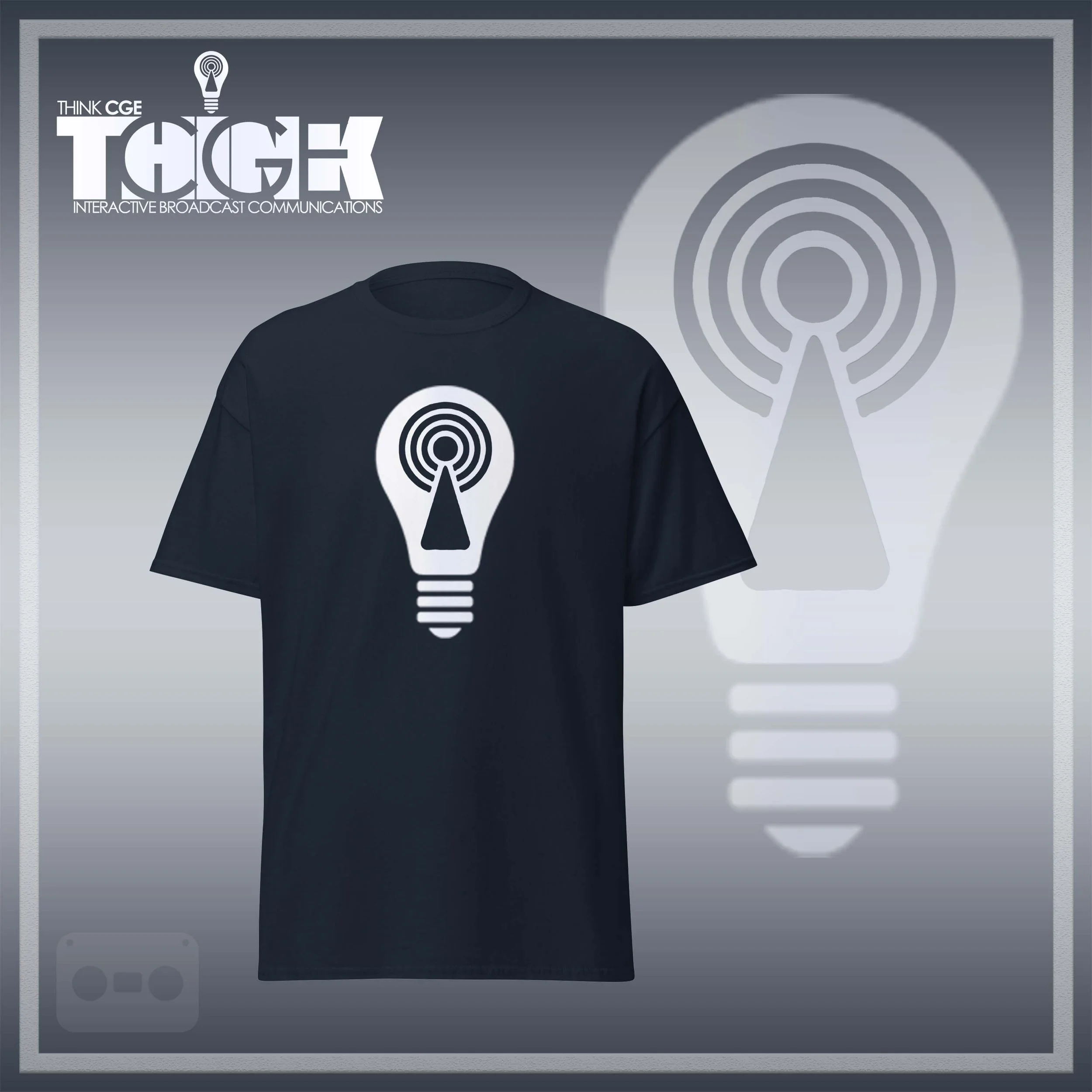THINKCGE tShirt official ad navy T White Bulb.jpg