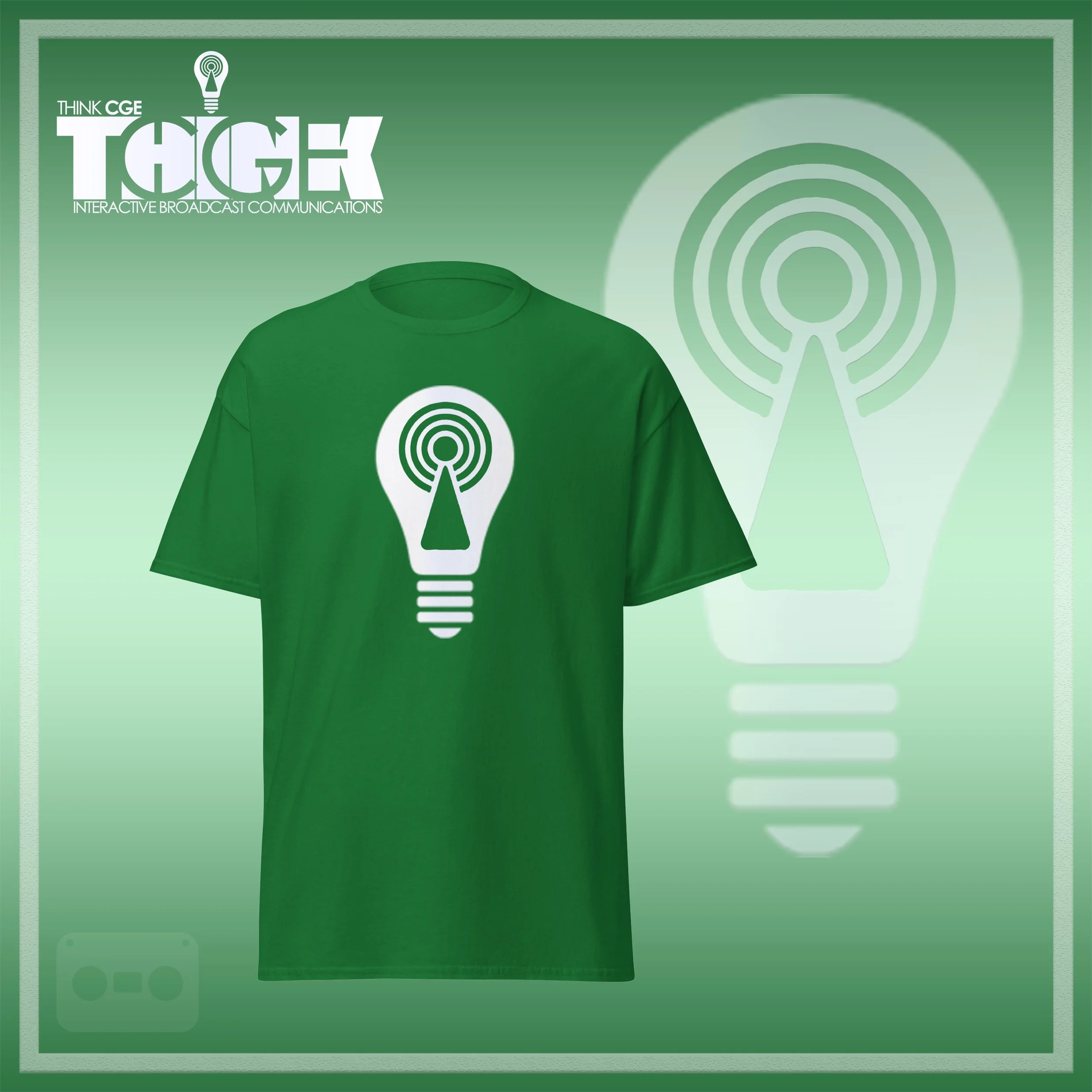 THINKCGE tShirt official ad turf-green T White Bulb.jpg