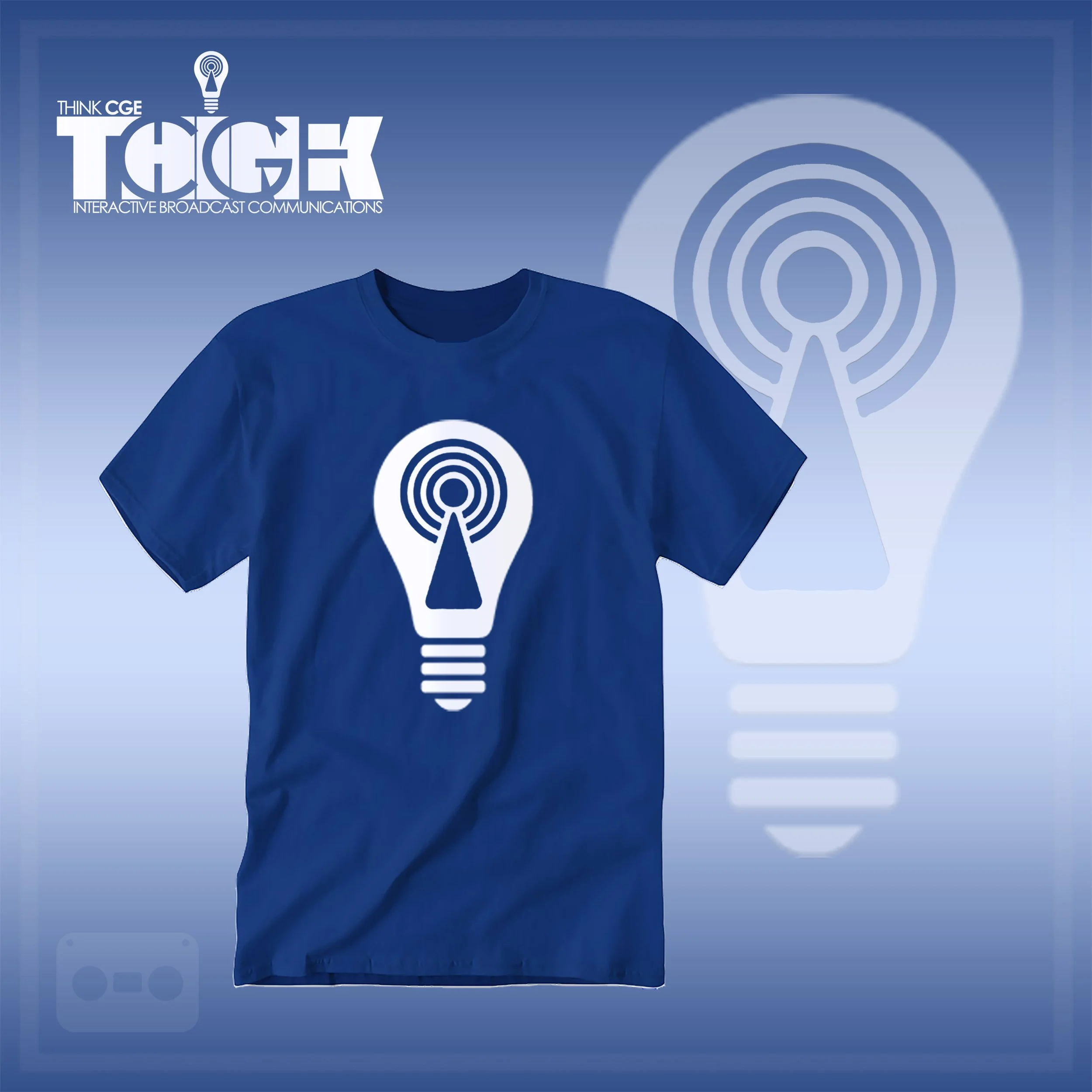 THINKCGE tShirt official ad Royal Clue T White Bulb.jpg