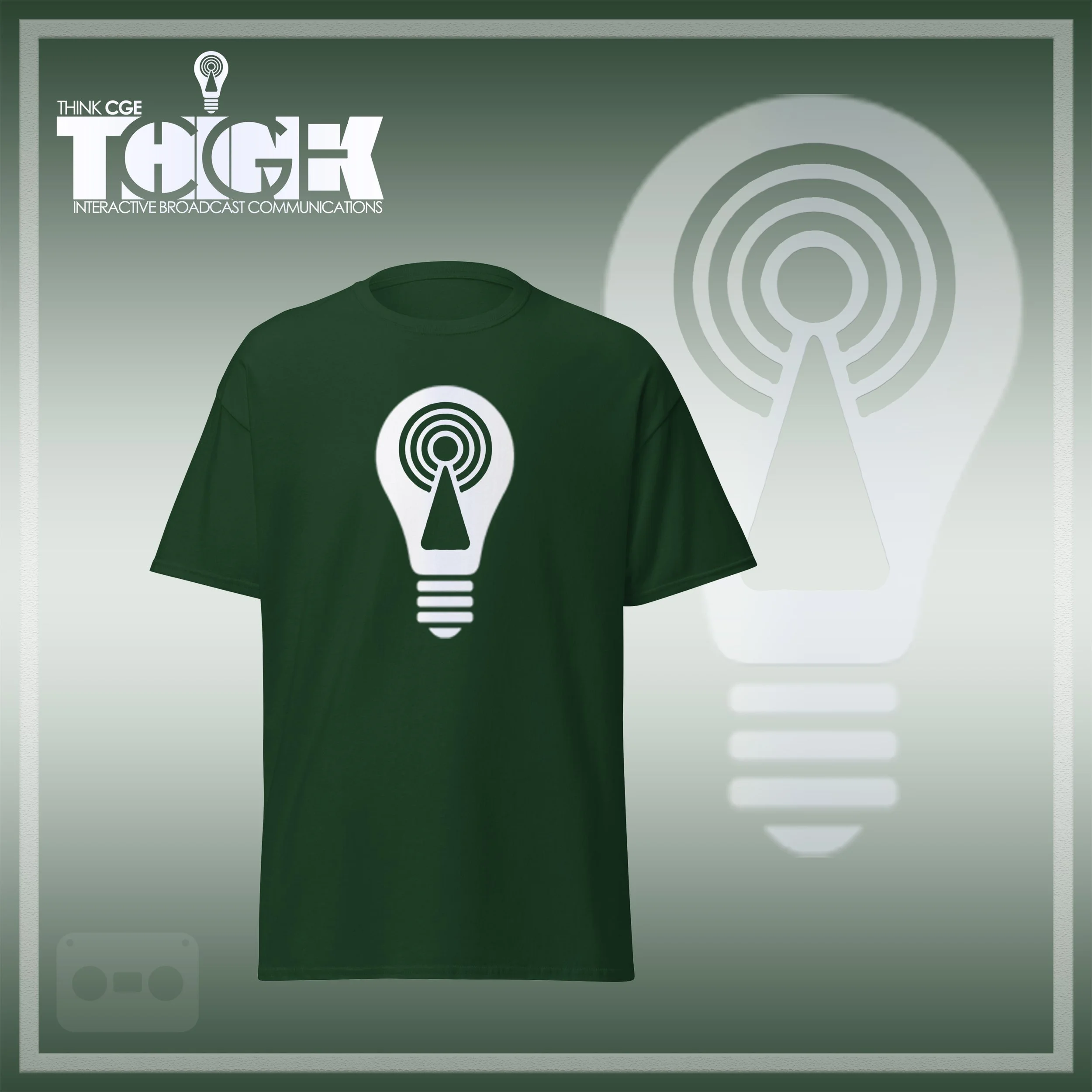 THINKCGE tShirt official ad forest-green T White Bulb.jpg