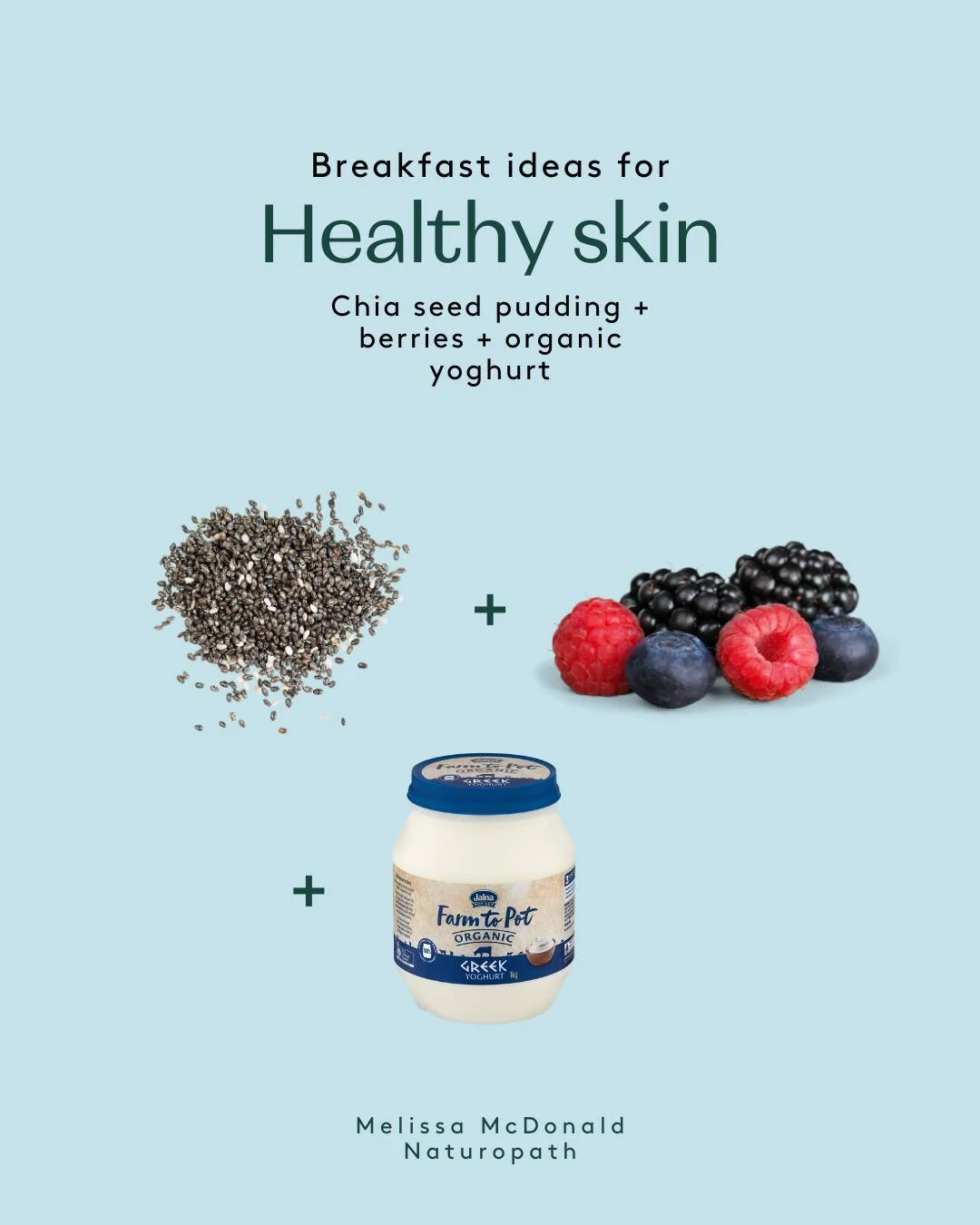 If you&rsquo;re looking for some simple and easy breakfast ideas to help support healthy, acne-free and radiant skin, look no further. 

Here are my favourite breakfast ideas packed with skin-loving nutrients

Chia Seed Pudding + Berries + Organic Yo