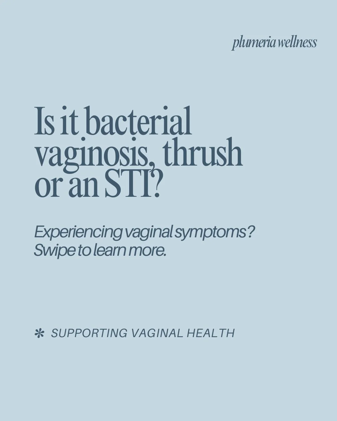 Is it bacterial vaginosis, thrush or an STI? 🌸 Swipe to learn more about how these infections commonly present ~ 

Supporting clients with their vaginal health is one of my favourite areas to work in and I'd love to support you in this area if it's 