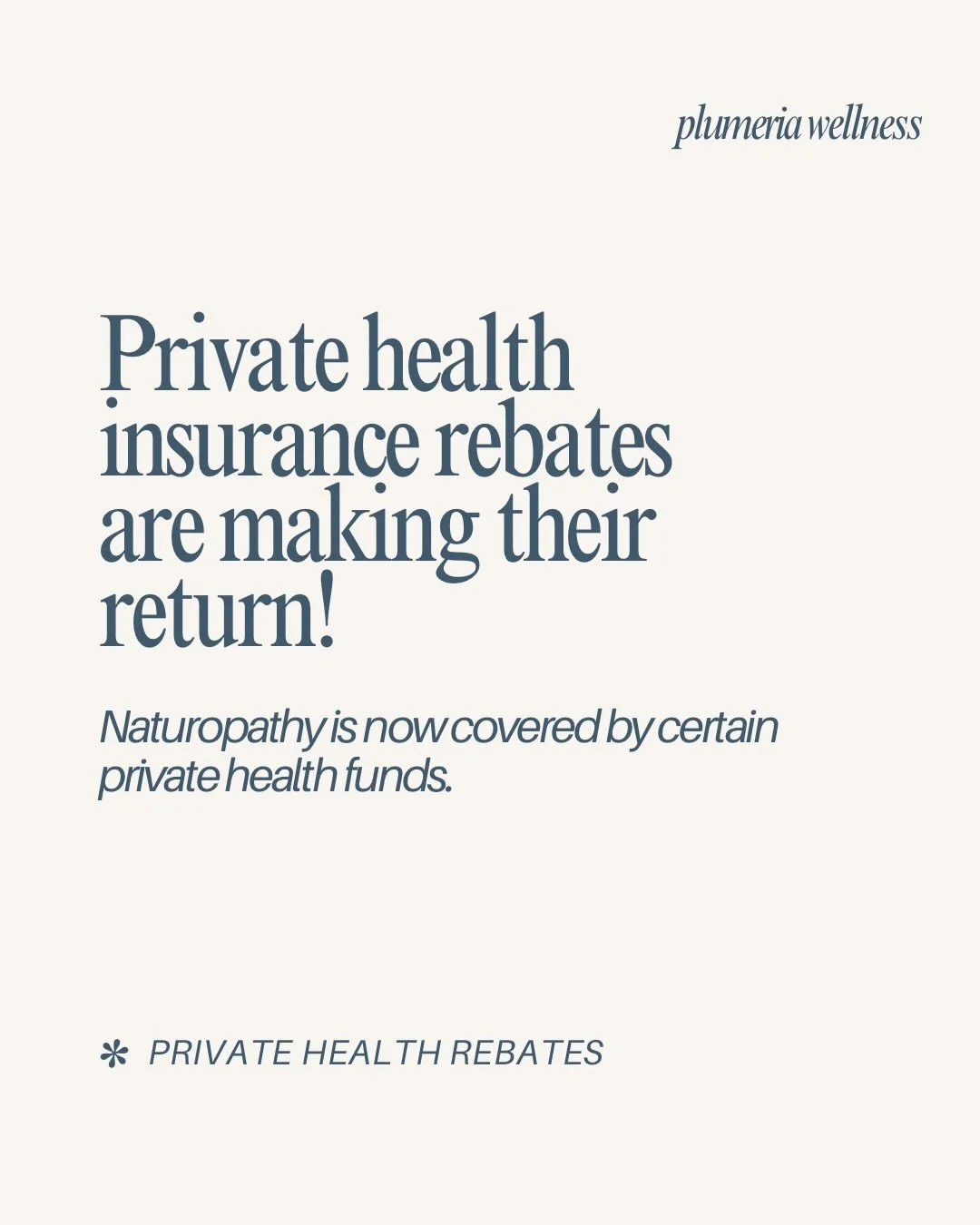 Private health insurance rebates are making their return! 🤍

Some very exciting news that Naturopathy is now being covered by some private health insurance funds! We&rsquo;ll hopefully start to see more funds including naturopathy as a claimable ser