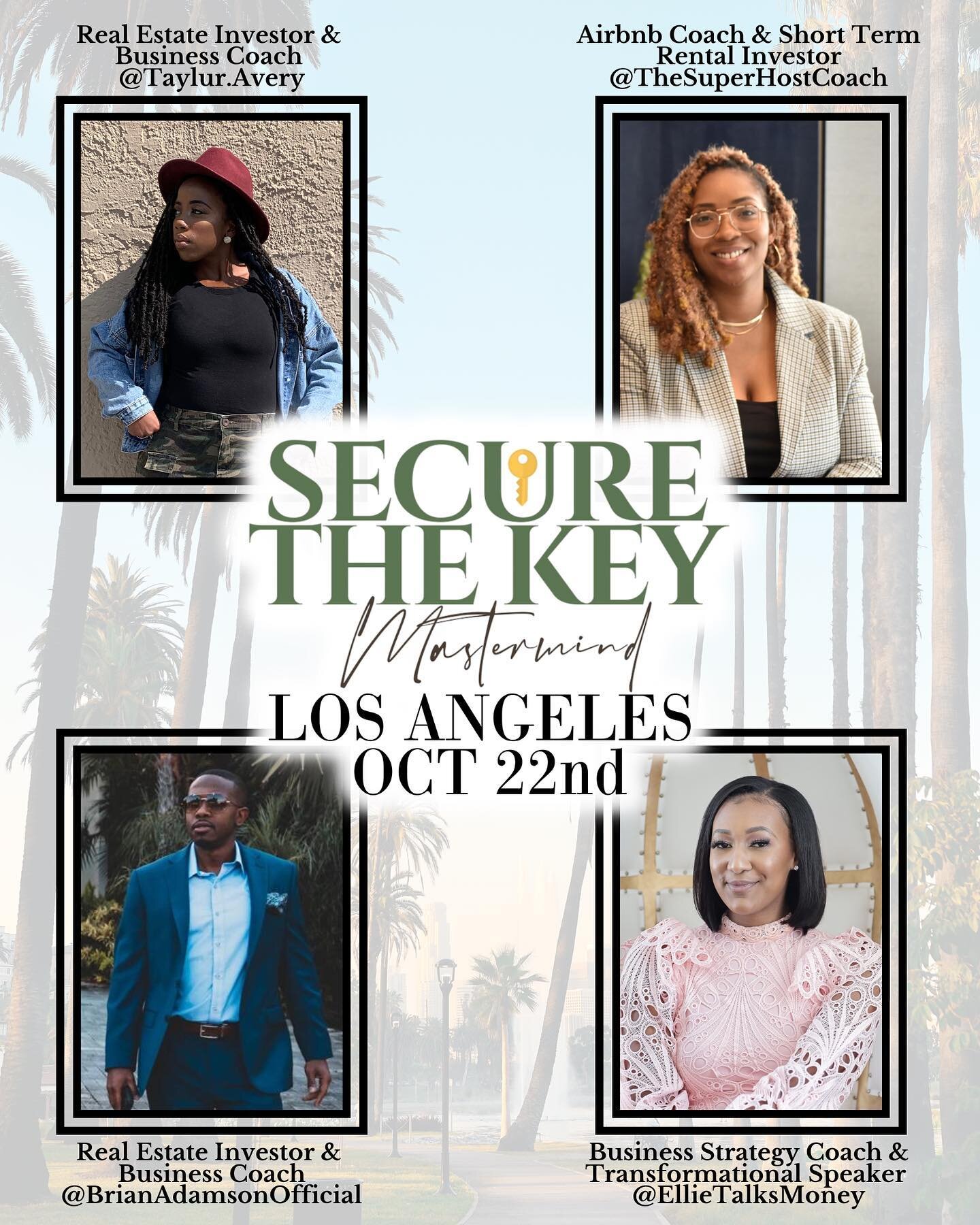 It&rsquo;s official! The Secure The Key Mastermind speakers are not coming to play! 
.
.
So excited that both of my mentors/coaches are coming to teach us the game on how we can get started in Real Estate/Short Term Rentals and how to do it creativel