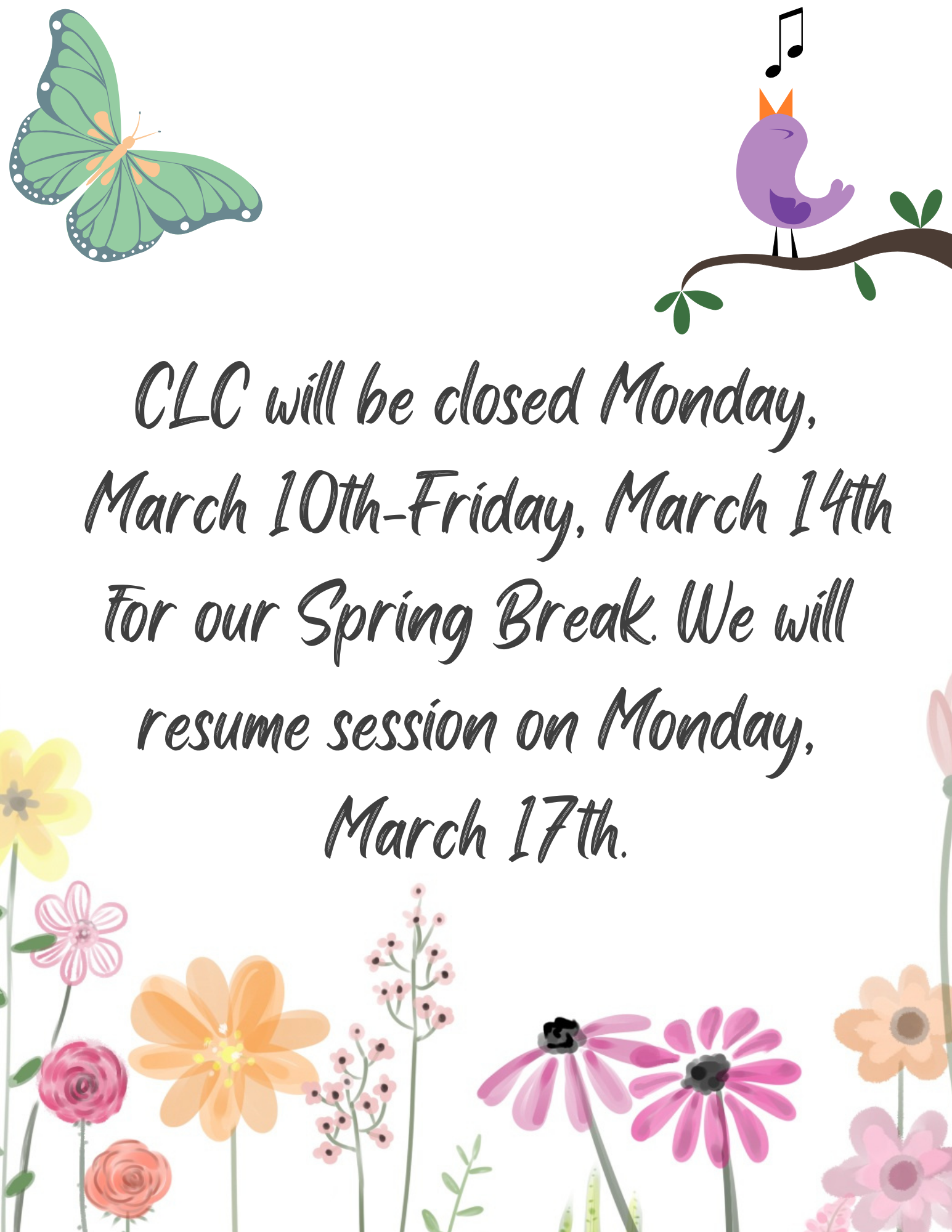 Spring Break - Center Closed