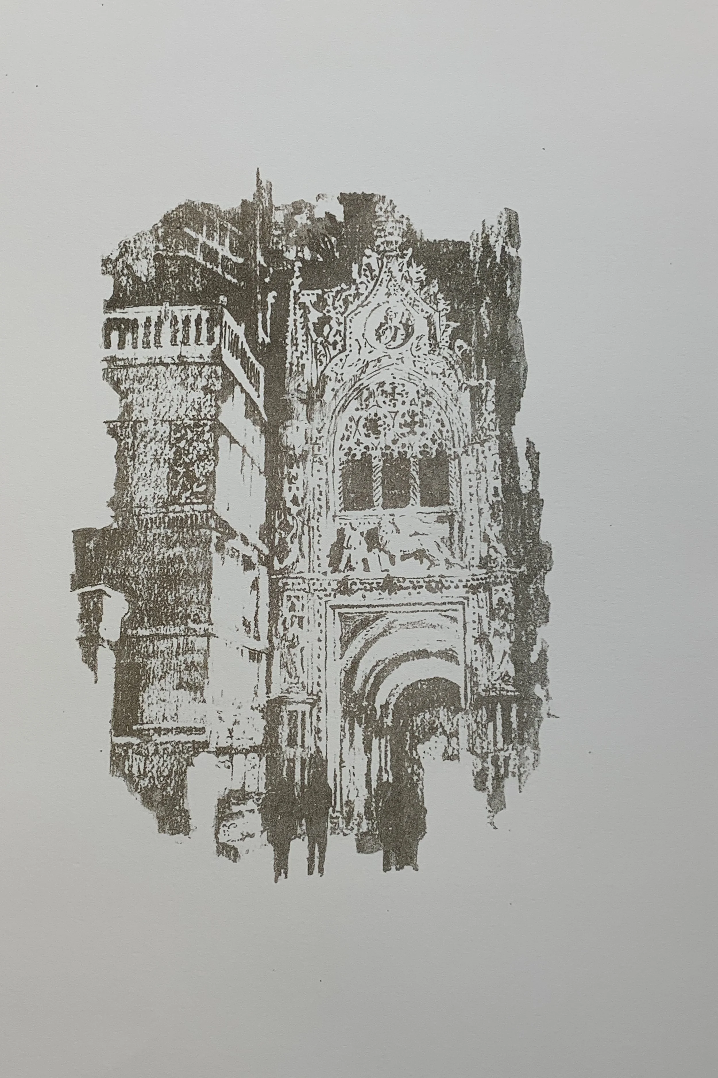 Lithograph of the Cart Gate at the Doge's Palace in Venice.