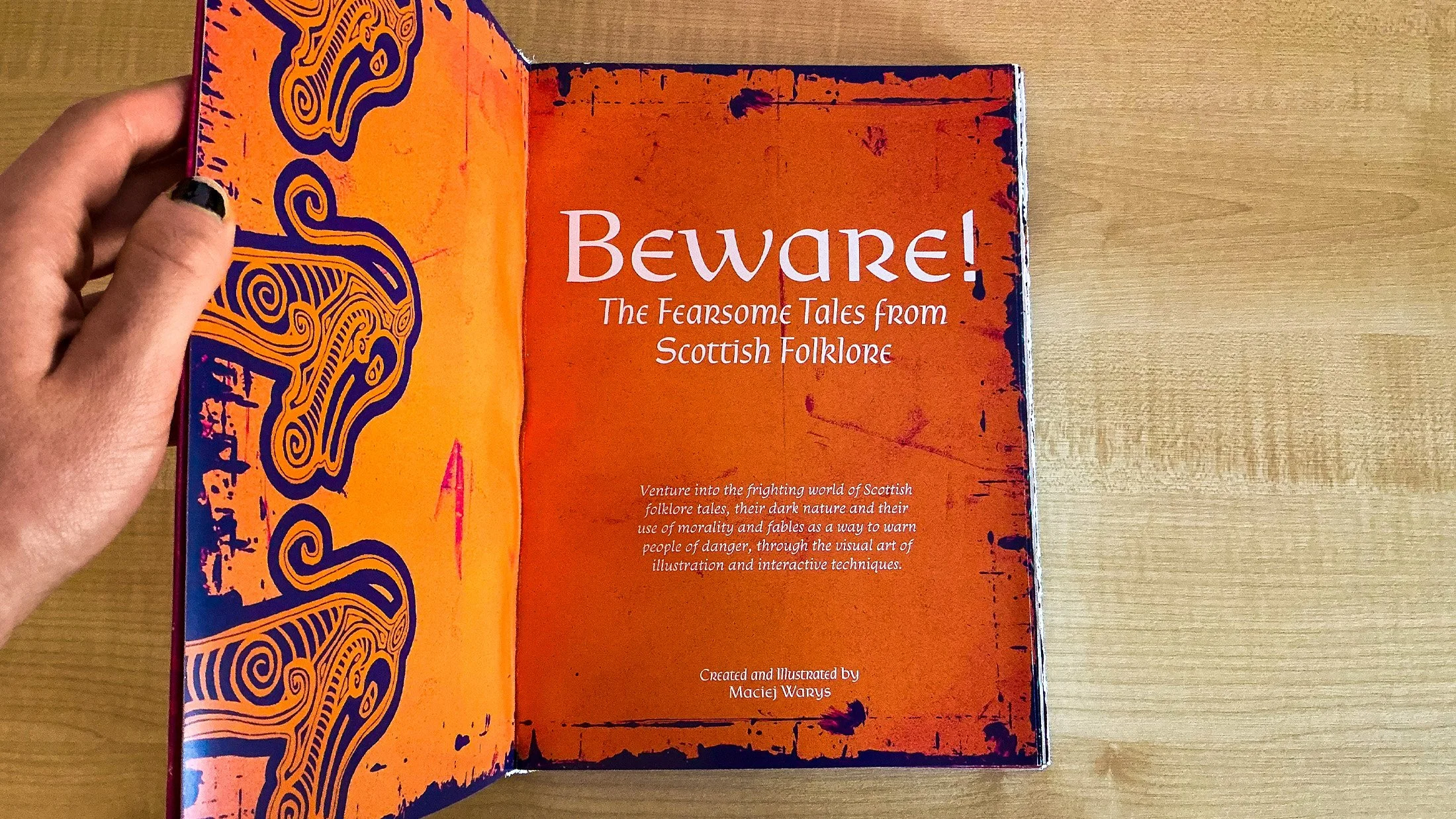 The title page of the Beware! book, featuring a short description of the book itself.