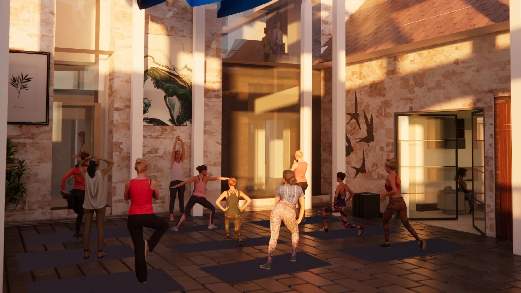 Visual of Pilates in the Courtyard