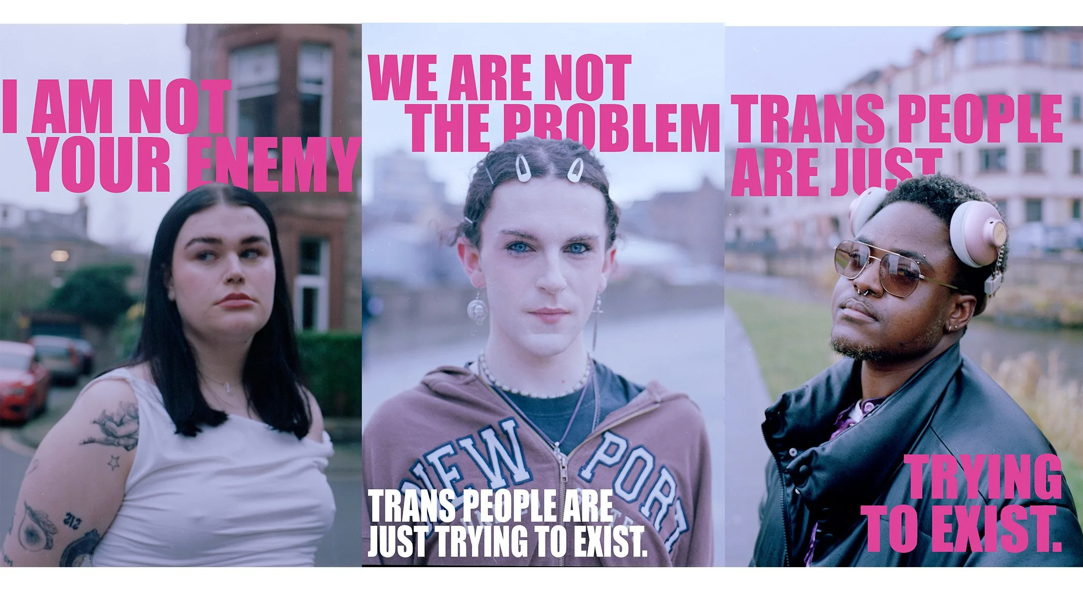 Roo, Rowan and Youngwon, WE ARE NOT YOUR ENEMY - TRANS PEOPLE ARE JUST TRYING TO EXIST.