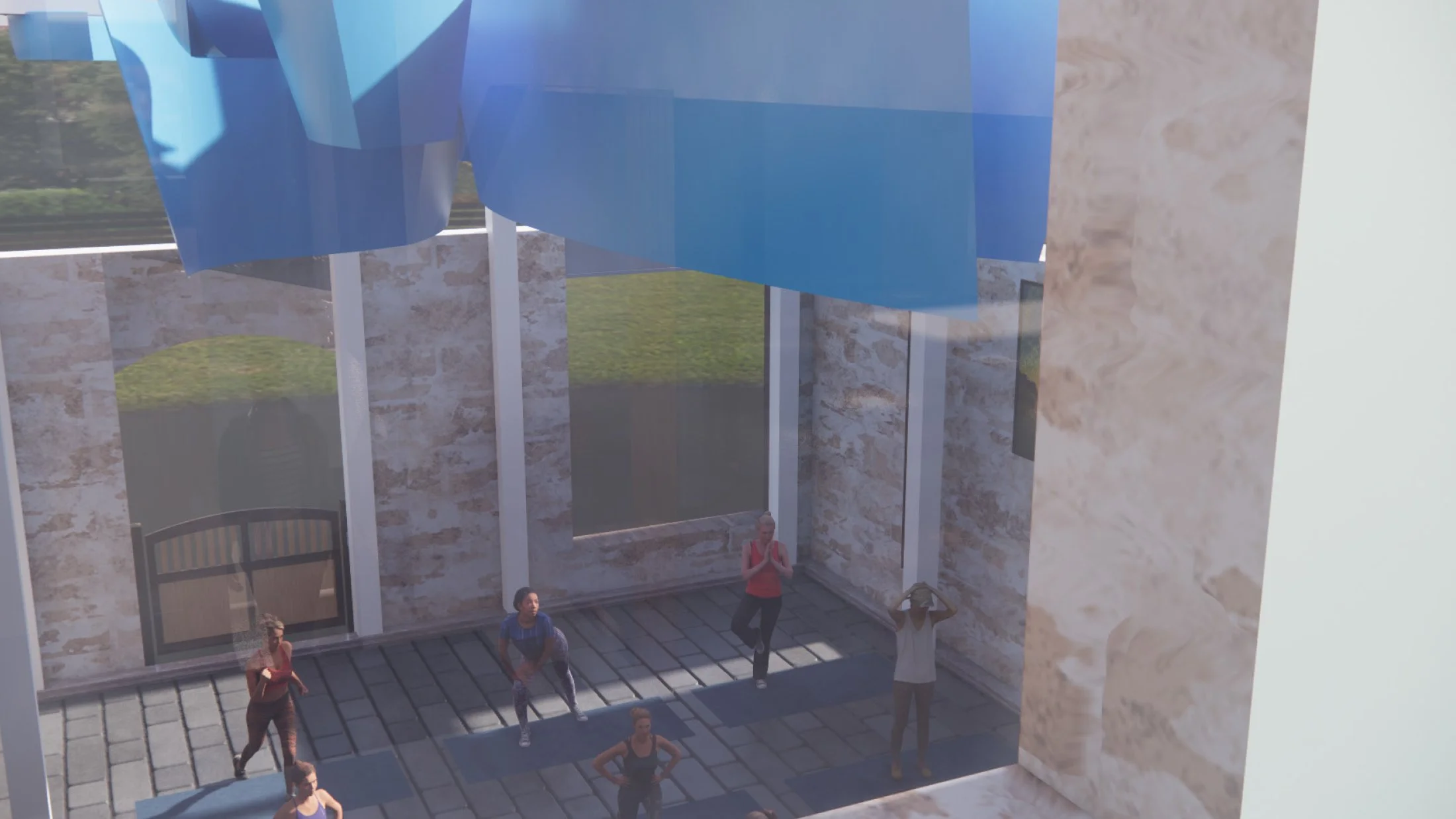 Visual of Courtyard from Top of Stairs