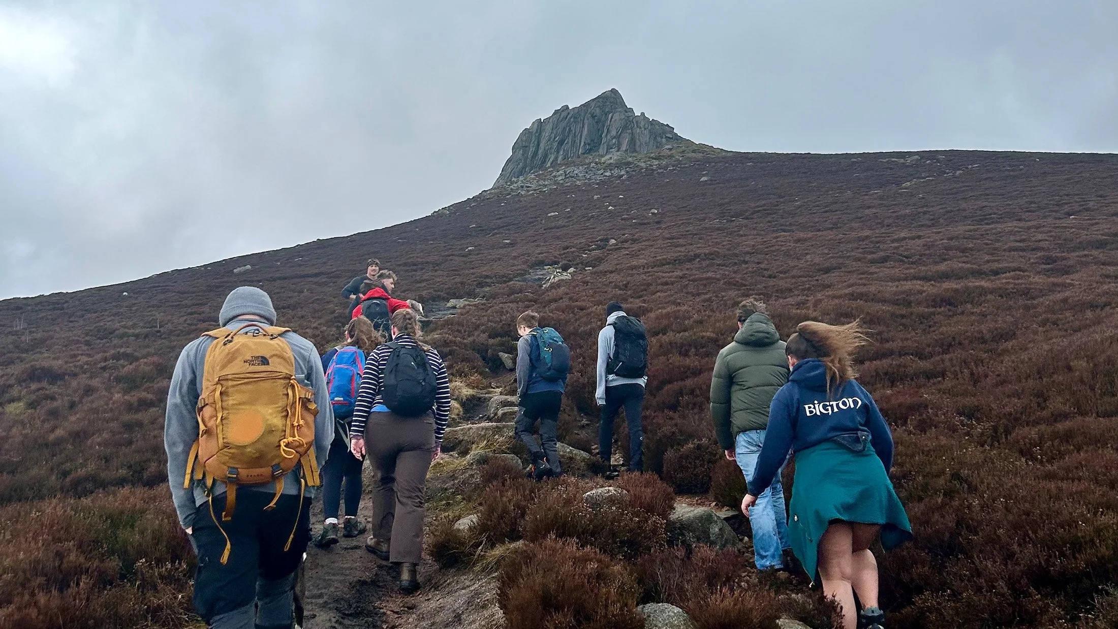 The group tackling Clachnaben in Aberdeenshire!
