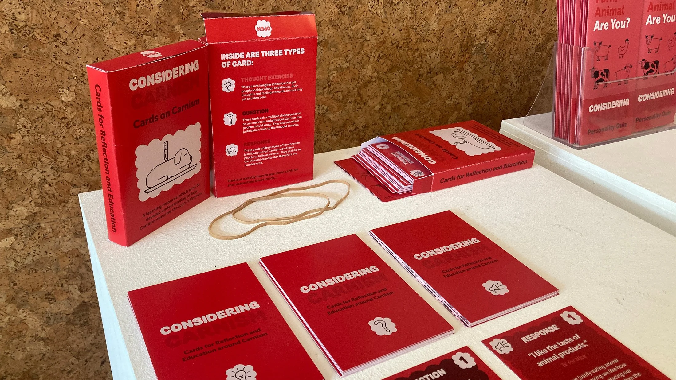 ‘Cards on Carnism’ artefacts on display.