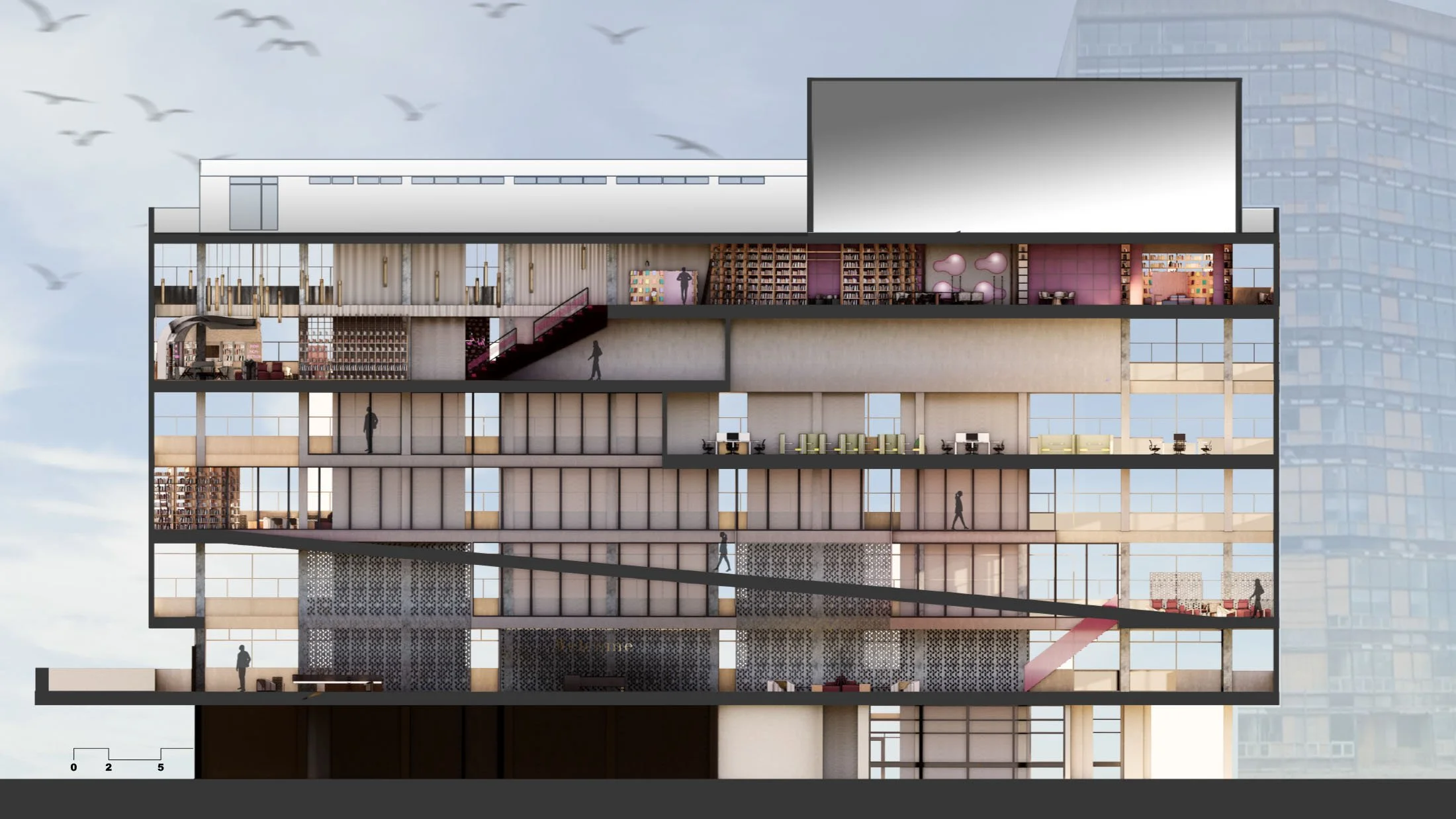 Rendered Section of Entire Project