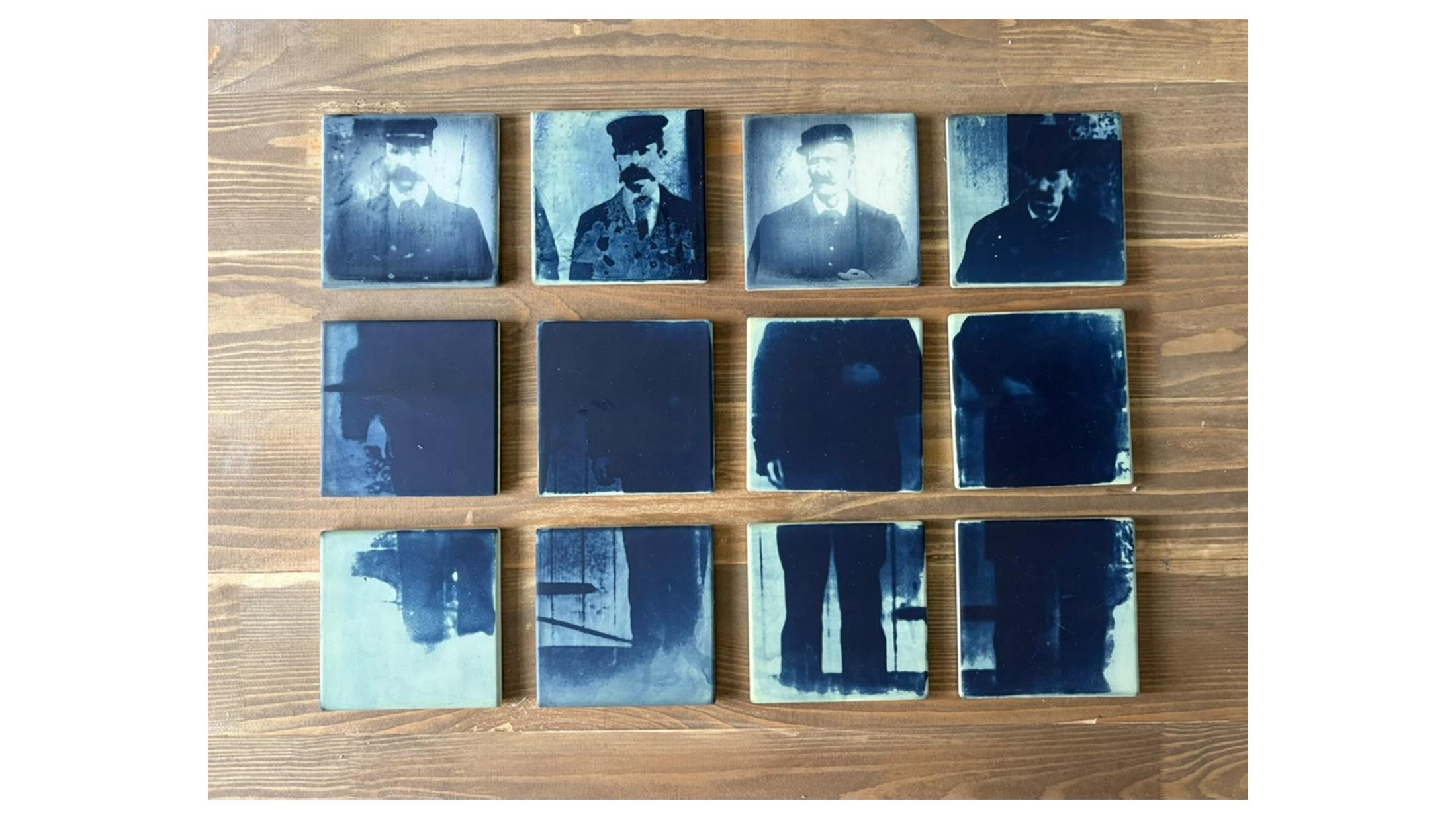 Cyanotype on tile, lighthouse keepers mystery.