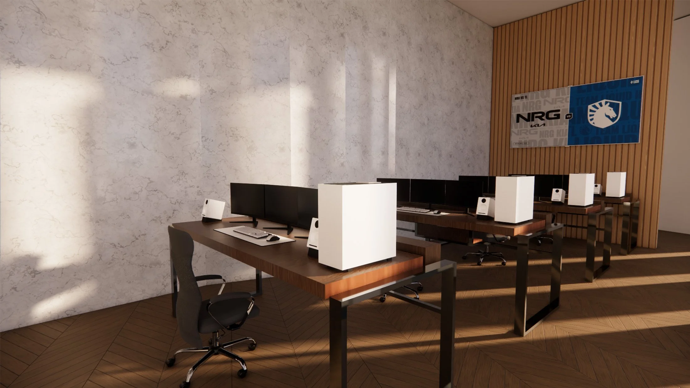 Inside of the production hall where a team of people will make sure that all the events that take place run smoothly.