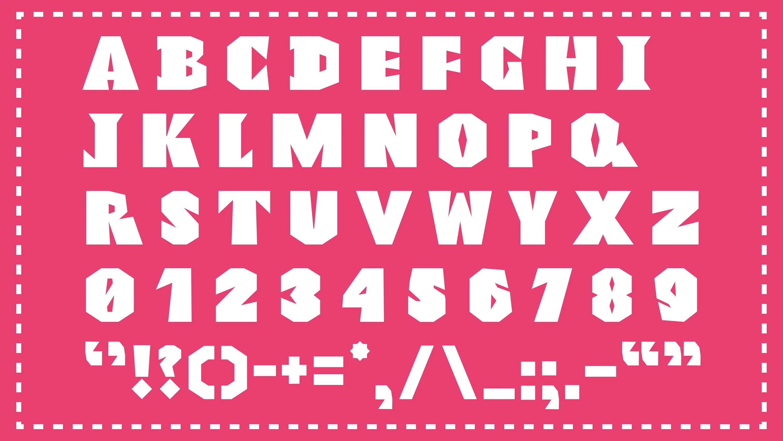 SHOUT! typeface character set.