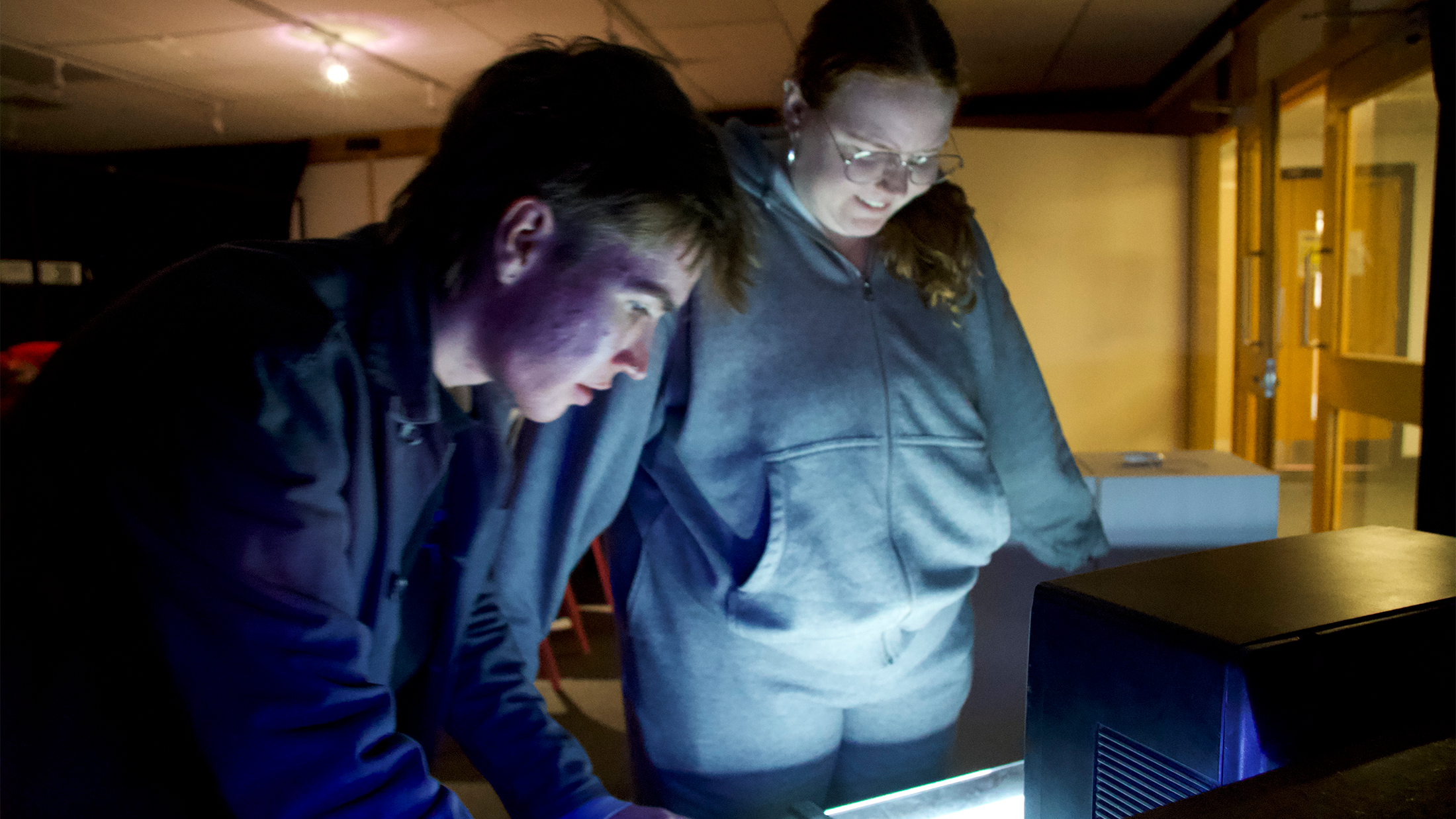 A pop-up participant interacting with the bureau.