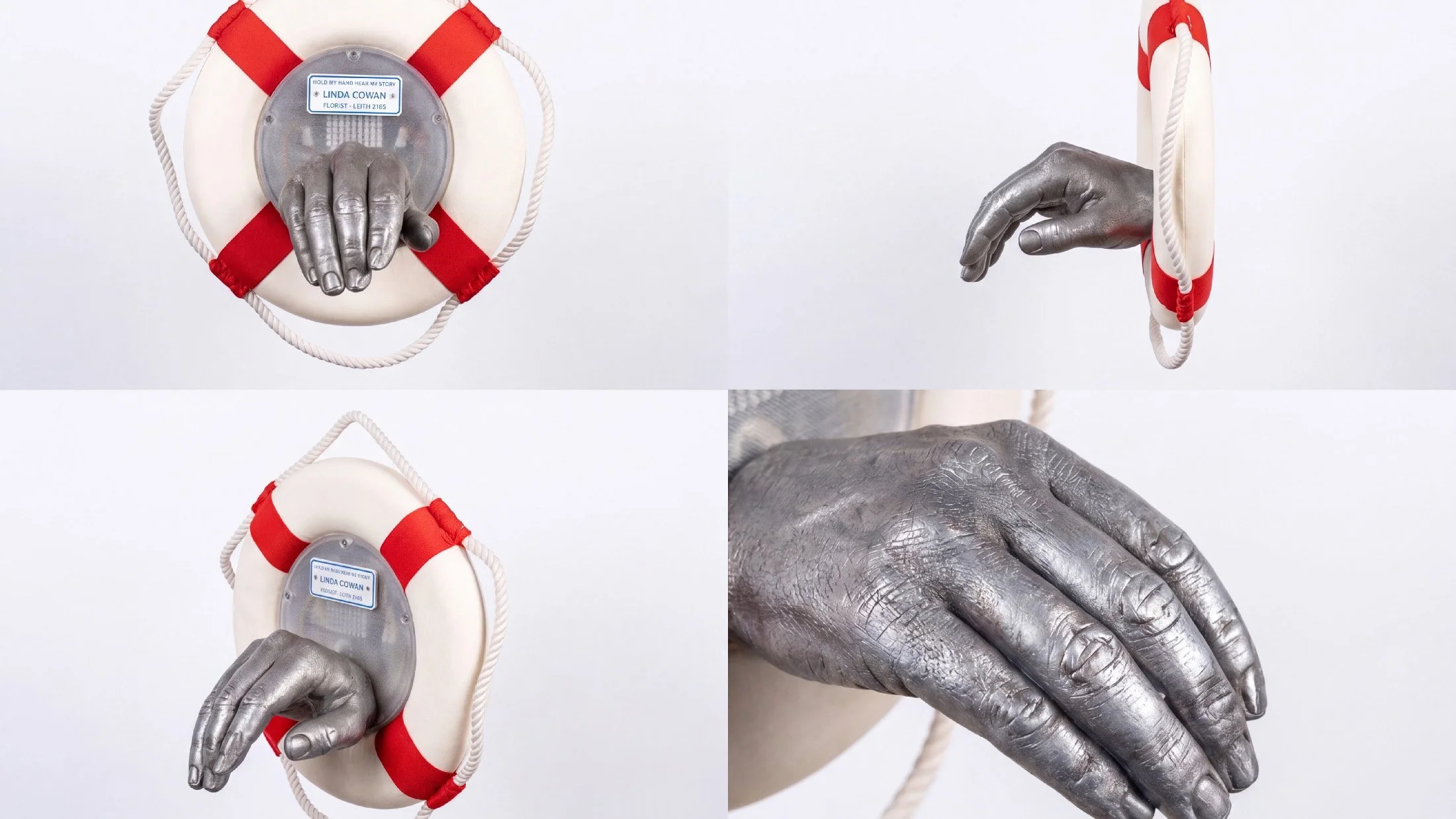 Construction details: aluminium powder, polyurethane cast hands, PETG enclosures and 3D-printed parts.